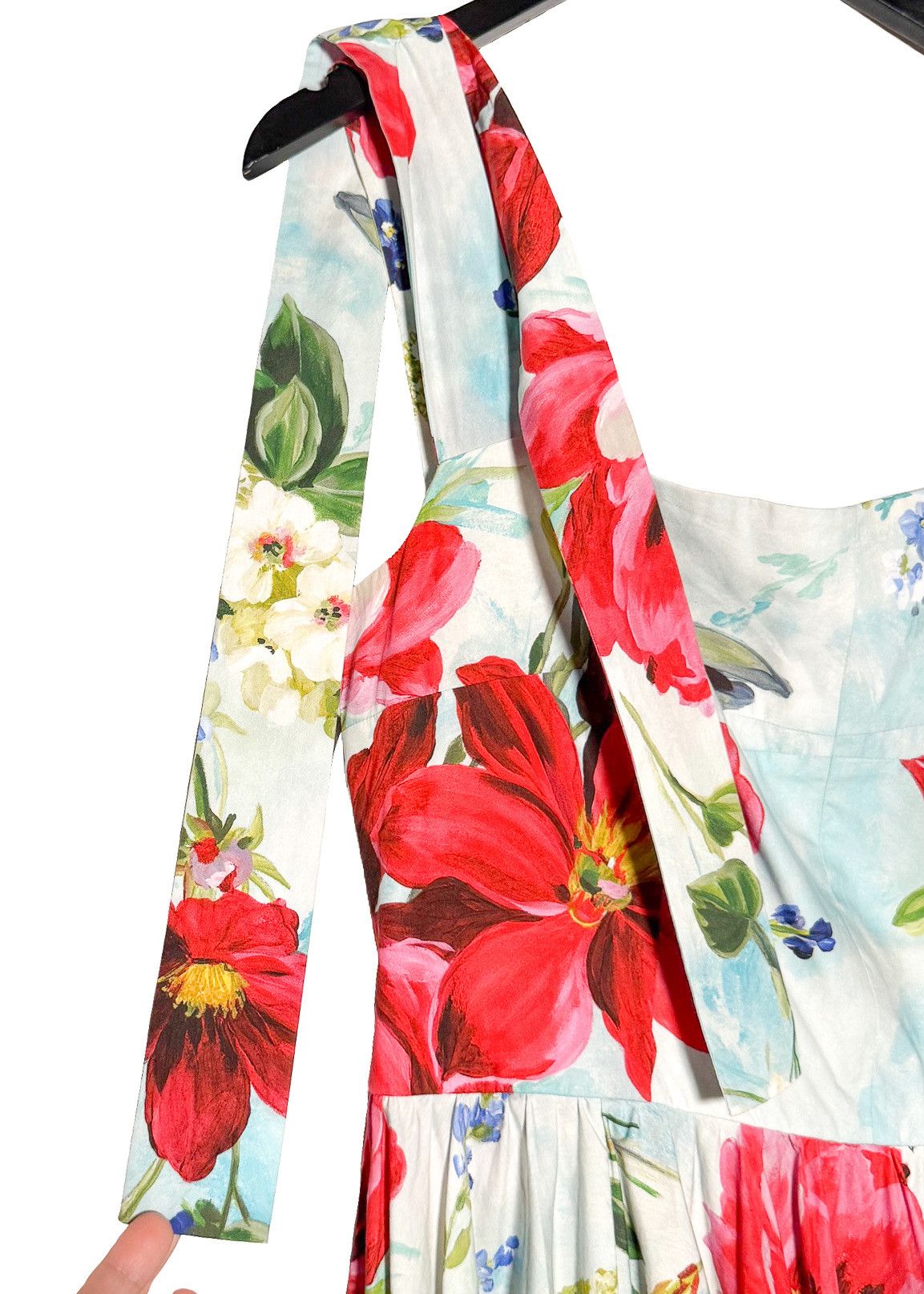 Dolce & Gabbana Dolce & Gabbana Light Blue Garden Print Poplin Mini Dress Size L / US 10 / IT 46 - 3 Thumbnail