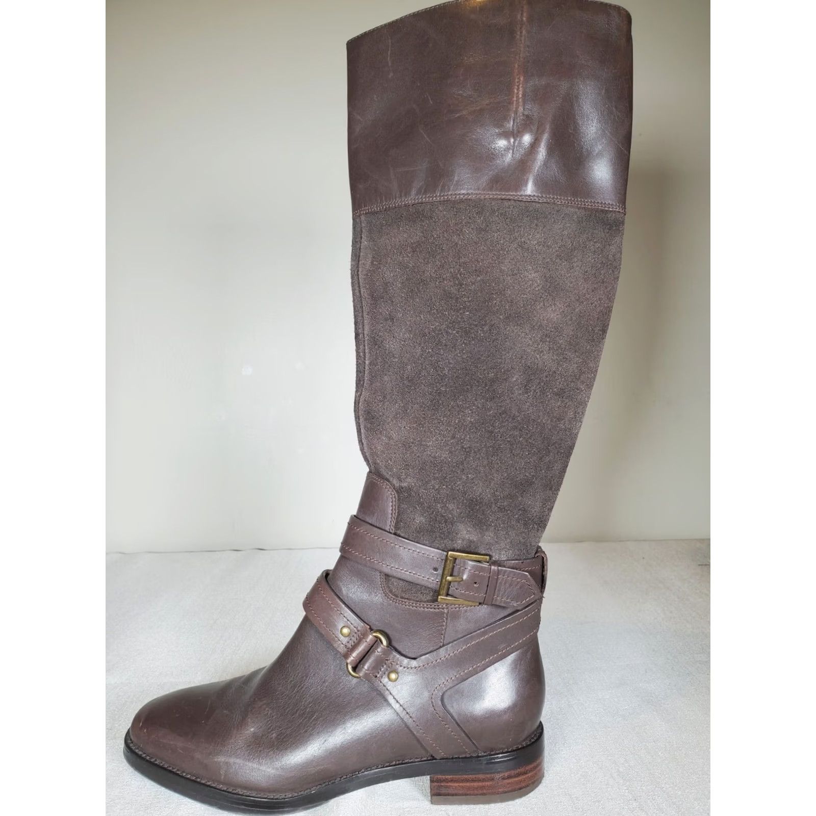 Vintage Joan & David Brown Suede / Leather Riding Boots Tall Ankle Strap Women's US 7 M Size US 7 / IT 37 - 5 Thumbnail