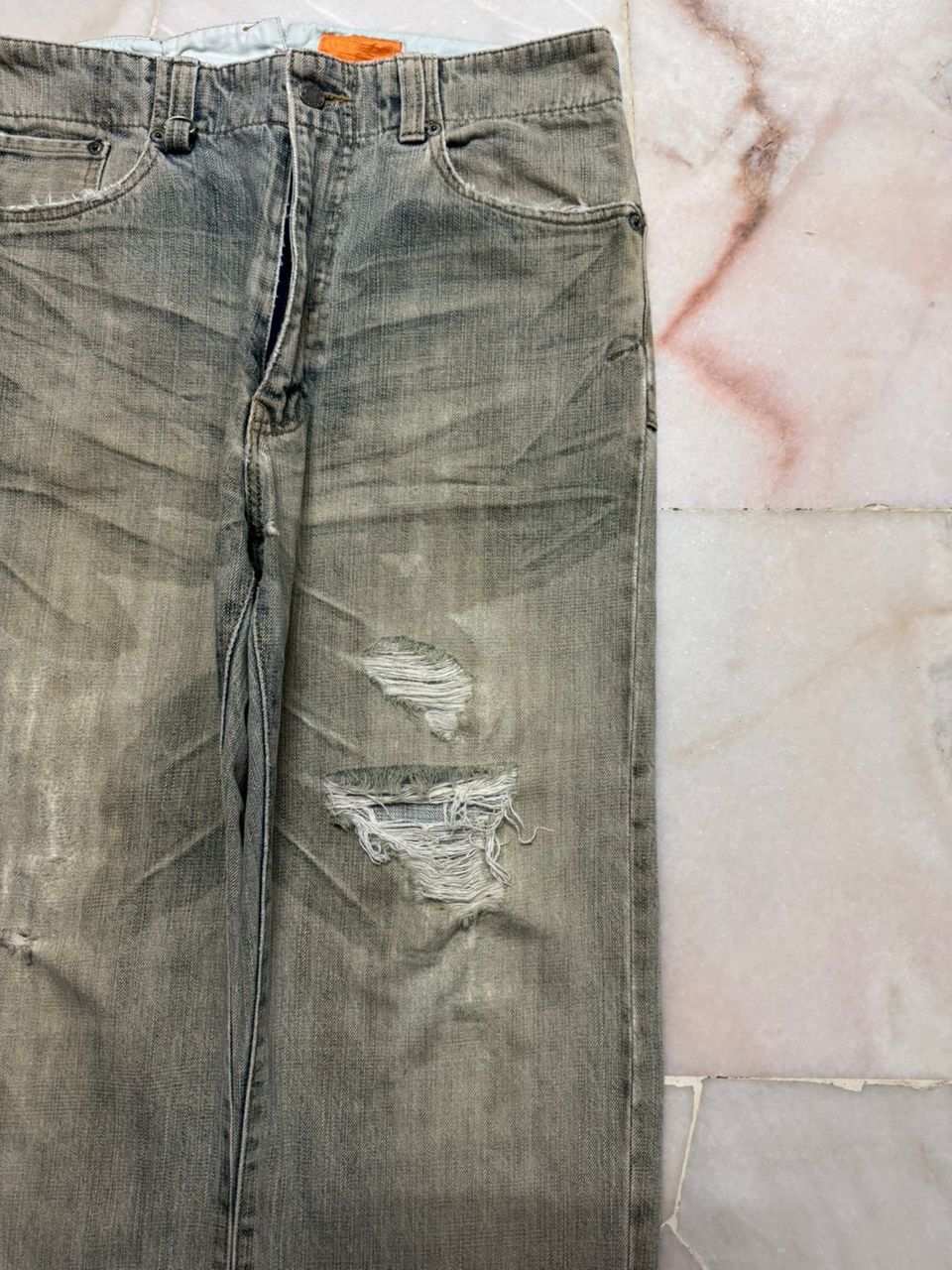 Vintage 💥Grunge💥Montage Very Rare Thrashed Rusty Insane Baggy Jean Size US 30 / EU 46 - 5 Thumbnail