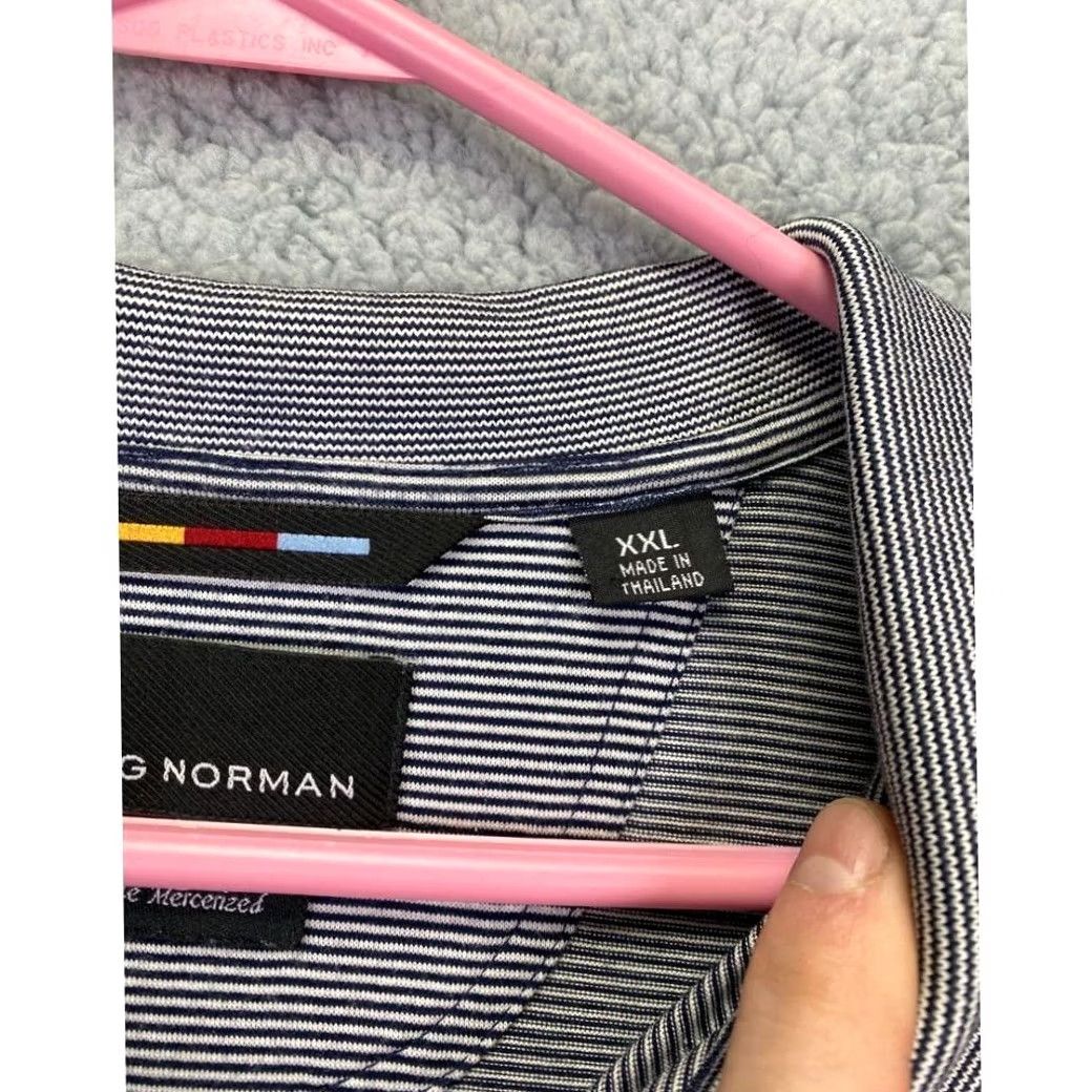 Vintage Greg Norman Shirt Mens 2XL Grey Striped Polo Golf Short Sleeve 100% Cotton Breathable Easy Care Size US XXL / EU 58 / 5 - 5 Thumbnail