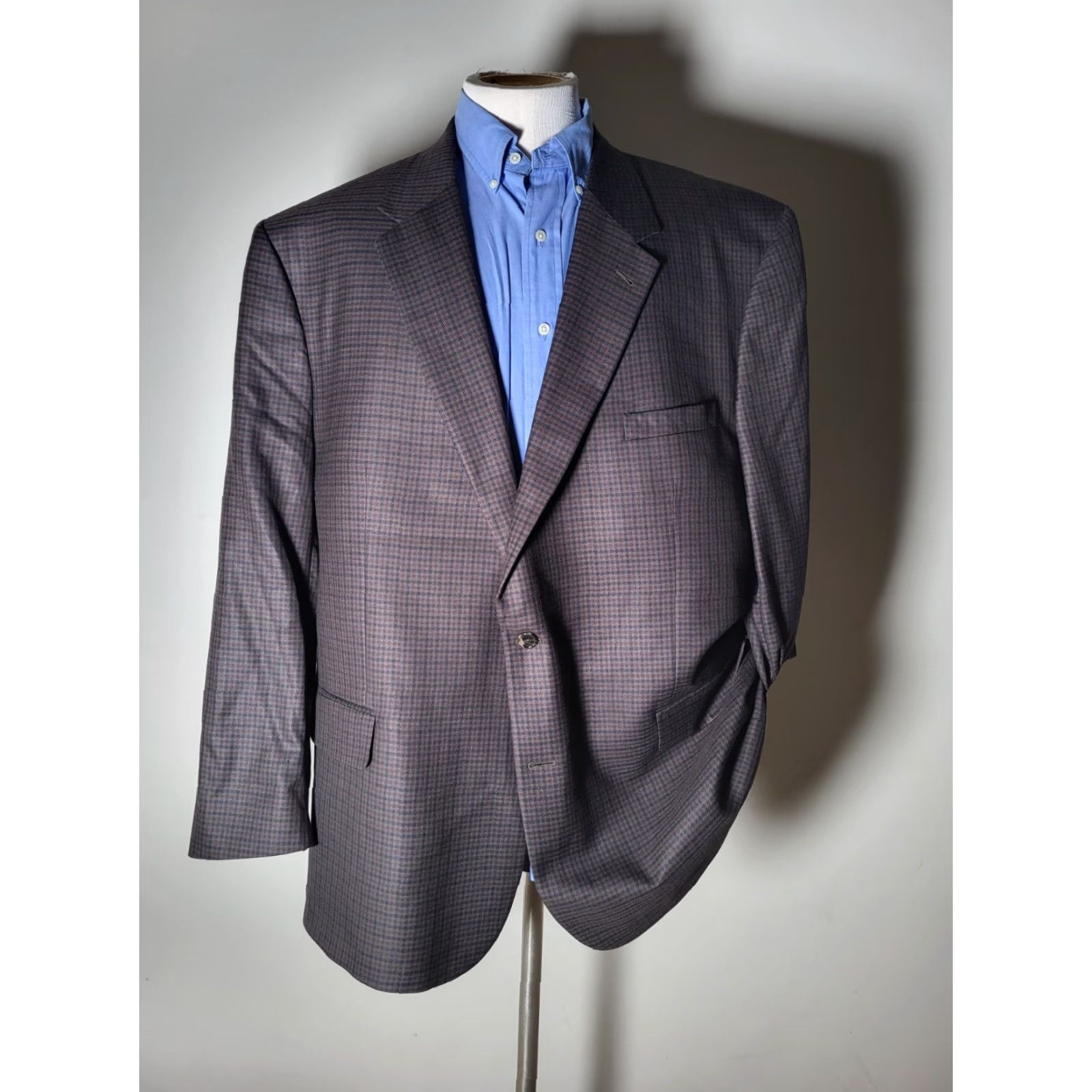 Jos. A. Bank Jos. A. Bank Coat Brown Check Tweed Wool Silk 52R Men Size US L / EU 52-54 / 3 - 2 Thumbnail