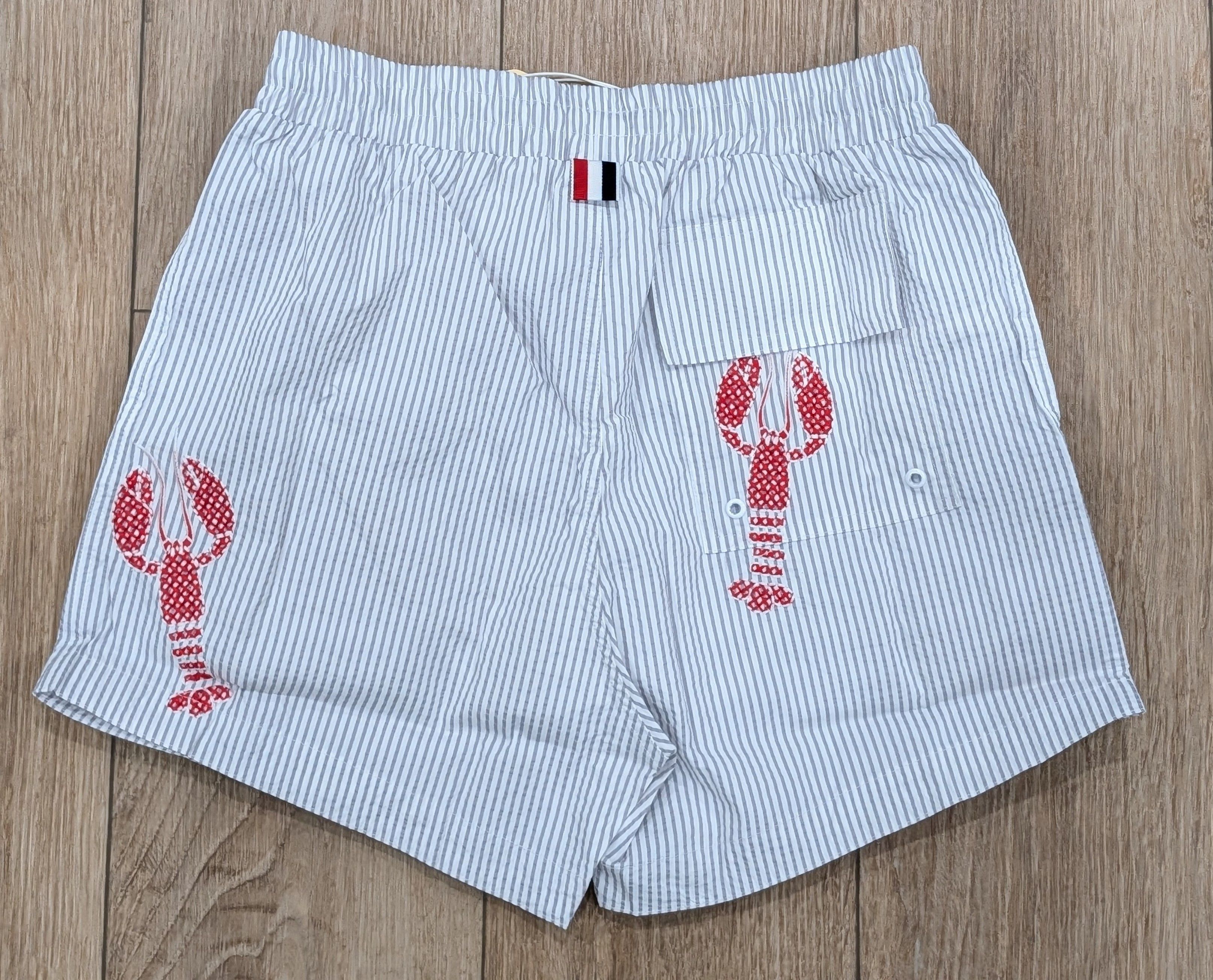 Thom Browne THOM BROWNE Lobster Seersucker Swim Shorts Grey 0 - XS Size US 28 / EU 44 - 5 Thumbnail