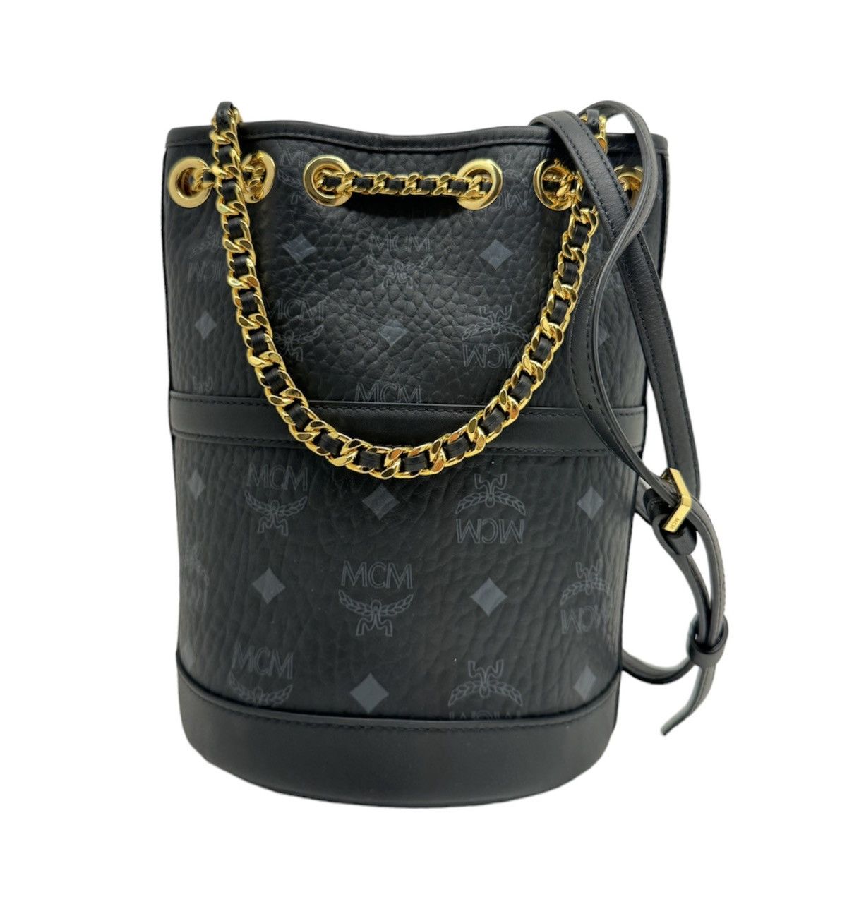 image of MCM New Black Mini Backpack With Chain Strap, Women's