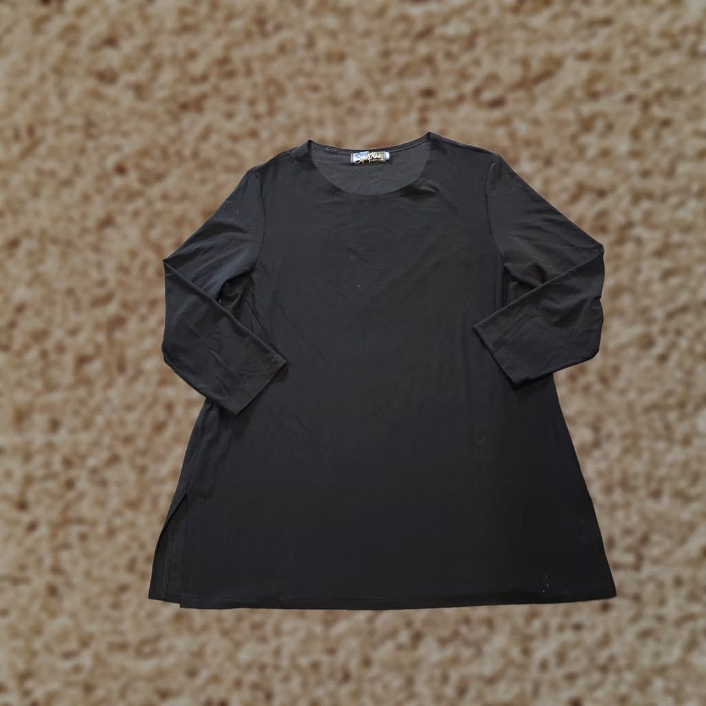 Vintage Sympli Top Womens Plus Size 18 Black Tunic Stretchy Slinky Minimalist Blouse Size XXL / US 16-18 / IT 52-54 - 1 Thumbnail