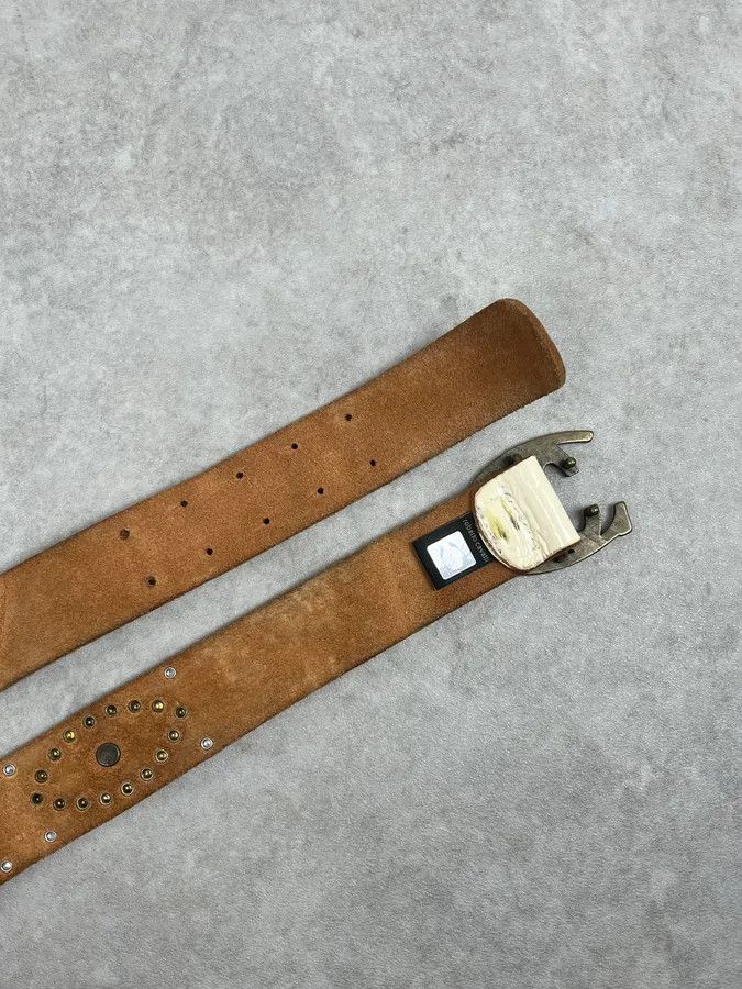 Roberto Cavalli 2000s Cavalli White Leather Studded Belt Size ONE SIZE - 4 Thumbnail