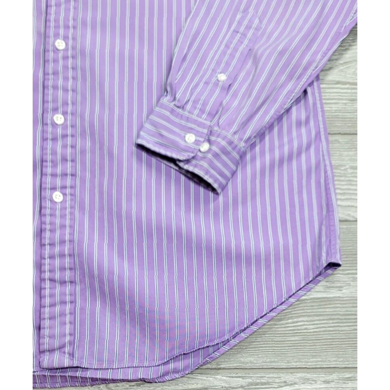 Polo Ralph Lauren VINTAGE Polo Ralph Lauren Shirt Striped Purple Button-Up Long Sleeve Mens 16.5-32/33 Size US XL / EU 56 / 4 - 4 Thumbnail