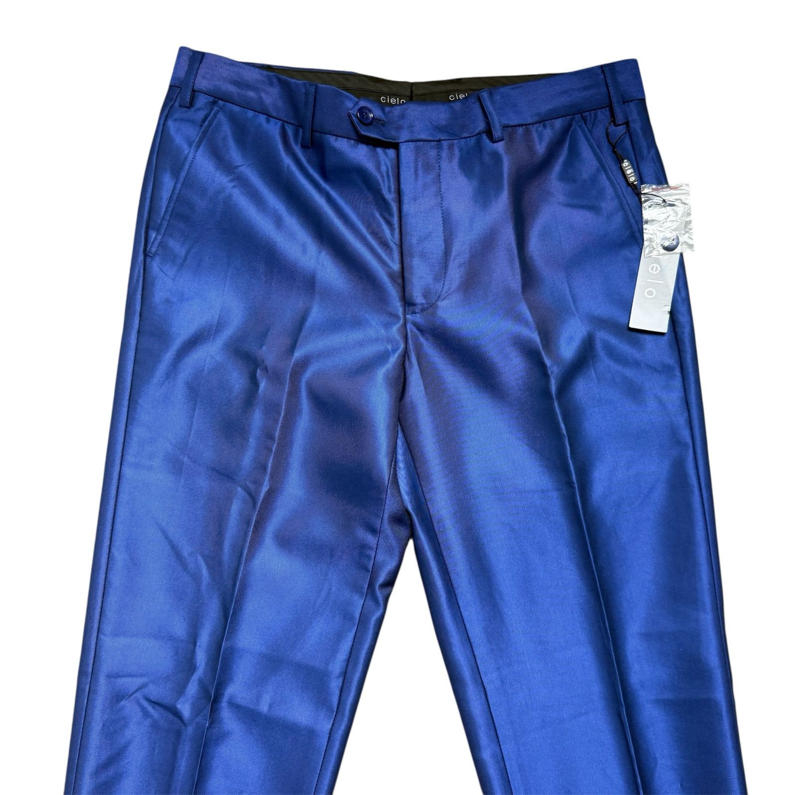 Other NWT Mens 34 Navy Sheen Ultra Slim Fit Flat Front Dress Pants Size US 34 / EU 50 - 4 Thumbnail