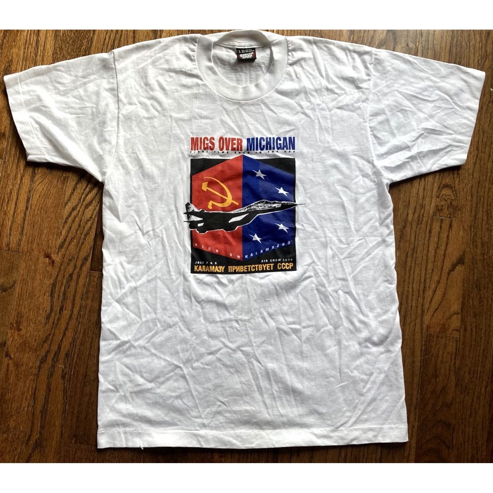 Vintage Vintage 1990s Migs Over Michigan Air Show Shirt Large USA Blue Angels Graphic Tee Size US L / EU 52-54 / 3 - 2 Thumbnail