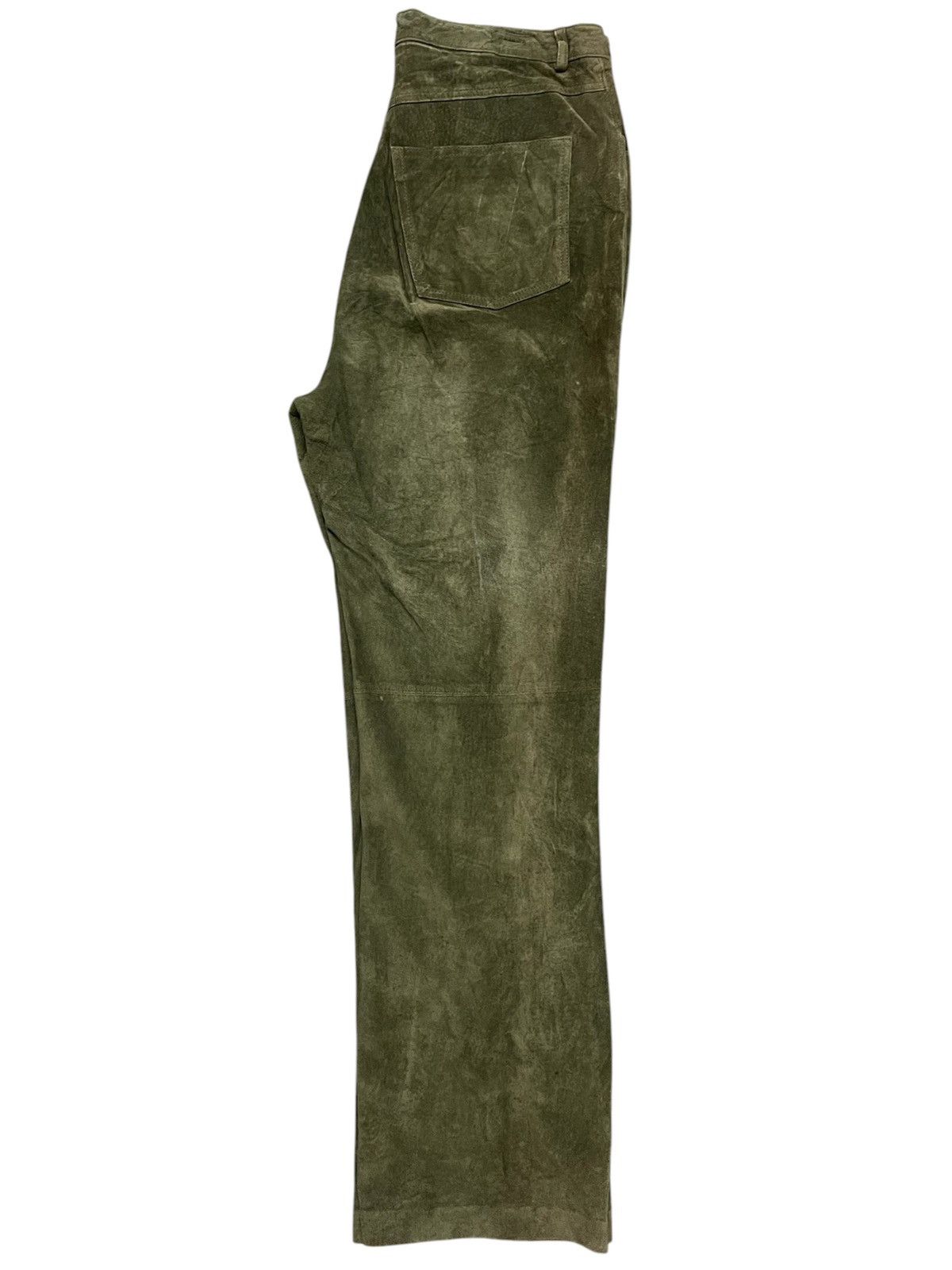 Genuine Leather × Leather × Vintage Amazing Vtg Brandon Thomas leather olive suede trouser pants Size US 32 / EU 48 - 4 Thumbnail