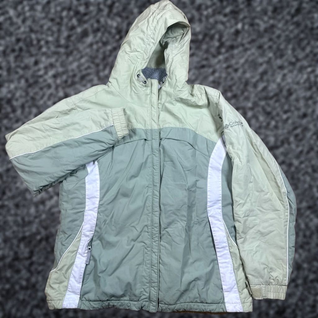 Rains VINTAGE Columbia Jacket Women's Large Green Hooded Full Zip Rain Snow Sherpa Size L / US 10 / IT 46 - 1 Thumbnail
