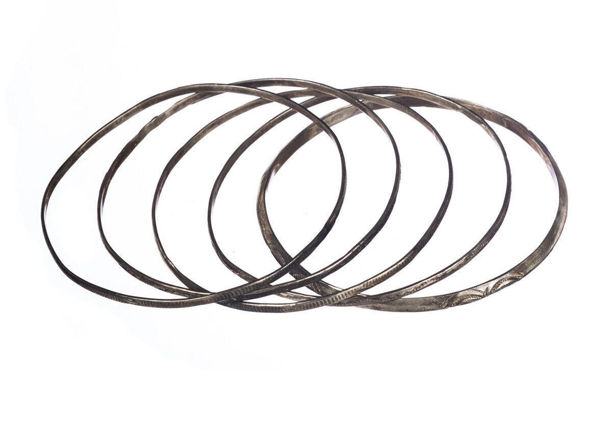 Designer 5Piece Bangle Set with Tribal Inspired Stamping Alberto Juan Size ONE SIZE - 3 Thumbnail