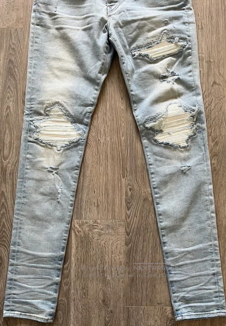 Amiri Amiri Size 33 Classic OG old white leather stitching blue c Size US 33 - 2 Thumbnail