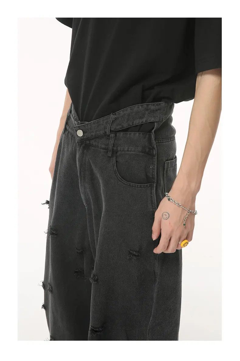 Japanese Brand × Jean Embroidery Patchwork Distressed Baggy Black Jeans Size US 28 / EU 44 - 5 Thumbnail