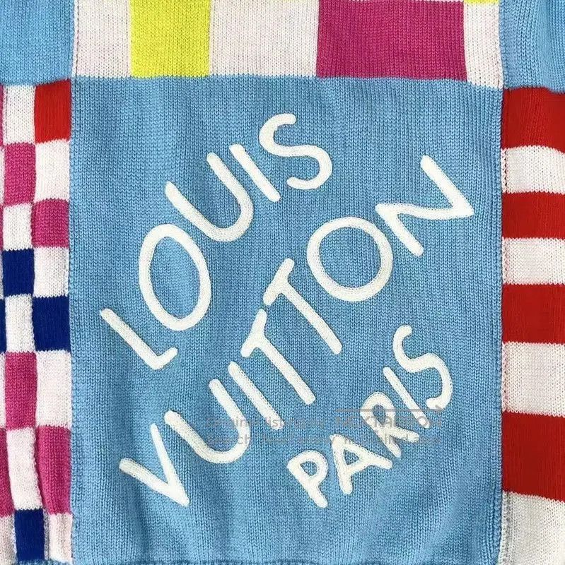 Louis Vuitton Louis Vuitton Blue Wool Checkerboard Knit Sweater . Size US XXL / EU 58 / 5 - 4 Thumbnail