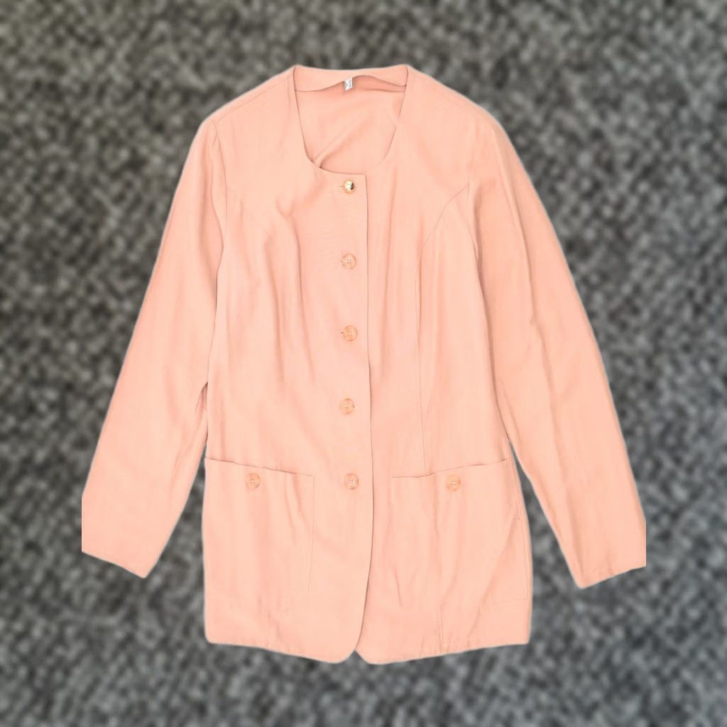 Vintage VINTAGE Womens Blazer Jacket UK 14 Large Pink Viscose 5 Button QR06 Size XL / US 12-14 / IT 48-50 - 1 Thumbnail