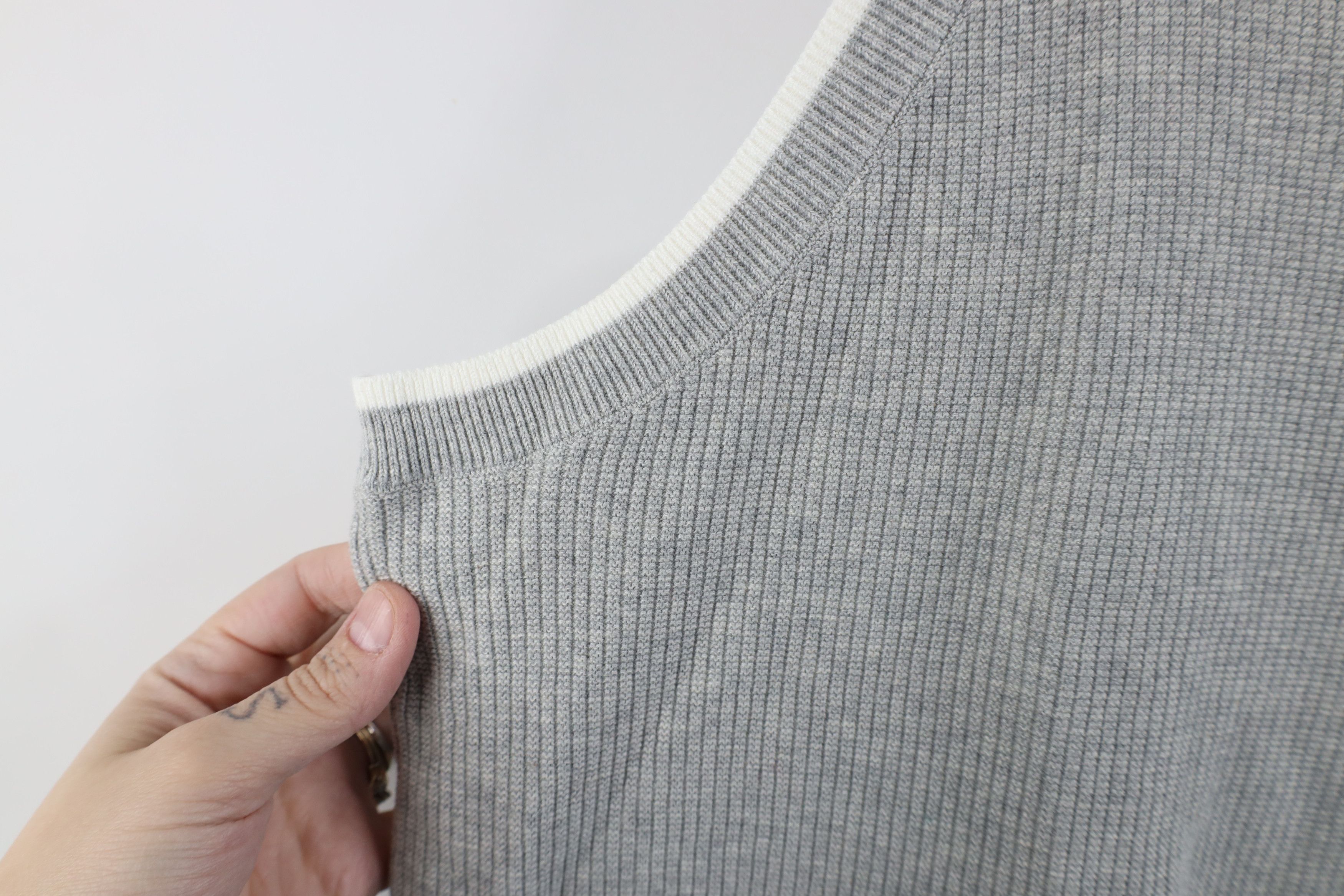 Lands' End × Vintage Vintage Lands End Blank Cotton Ribbed Knit Sweater Vest Gray Size XXL / US 16-18 / IT 52-54 - 5 Thumbnail
