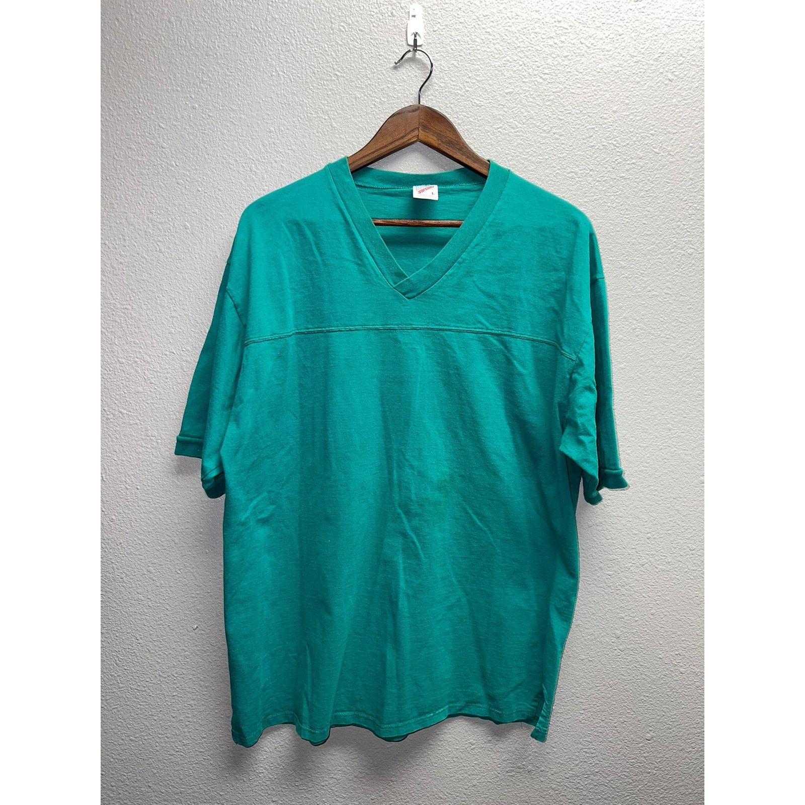 Jerzees 90s Vintage Jerzees USA Made Teal Blank Shirt VTG Large Size US L / EU 52-54 / 3 - 1 Thumbnail