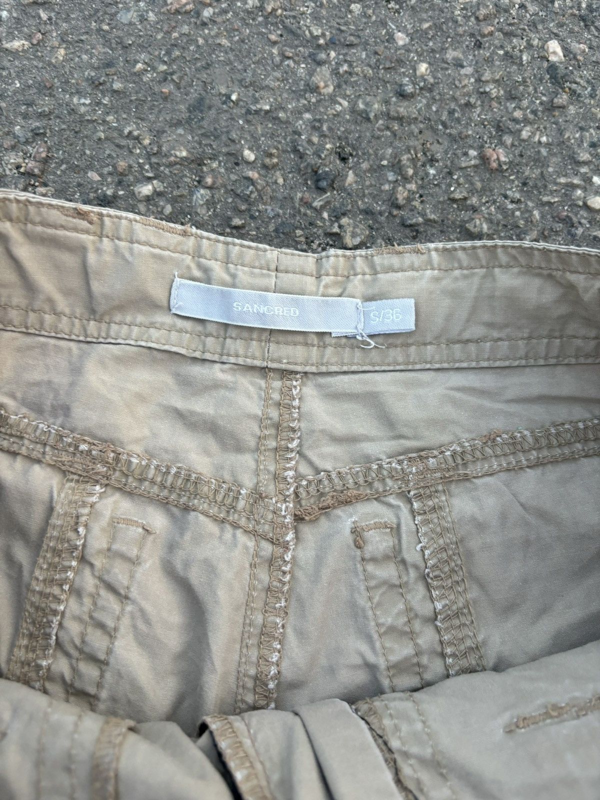 Designer × Vintage Vintage Y2K Express Beige Embroidery Floral Cargo Pants Size 25" / US 0 / IT 36 - 6 Thumbnail