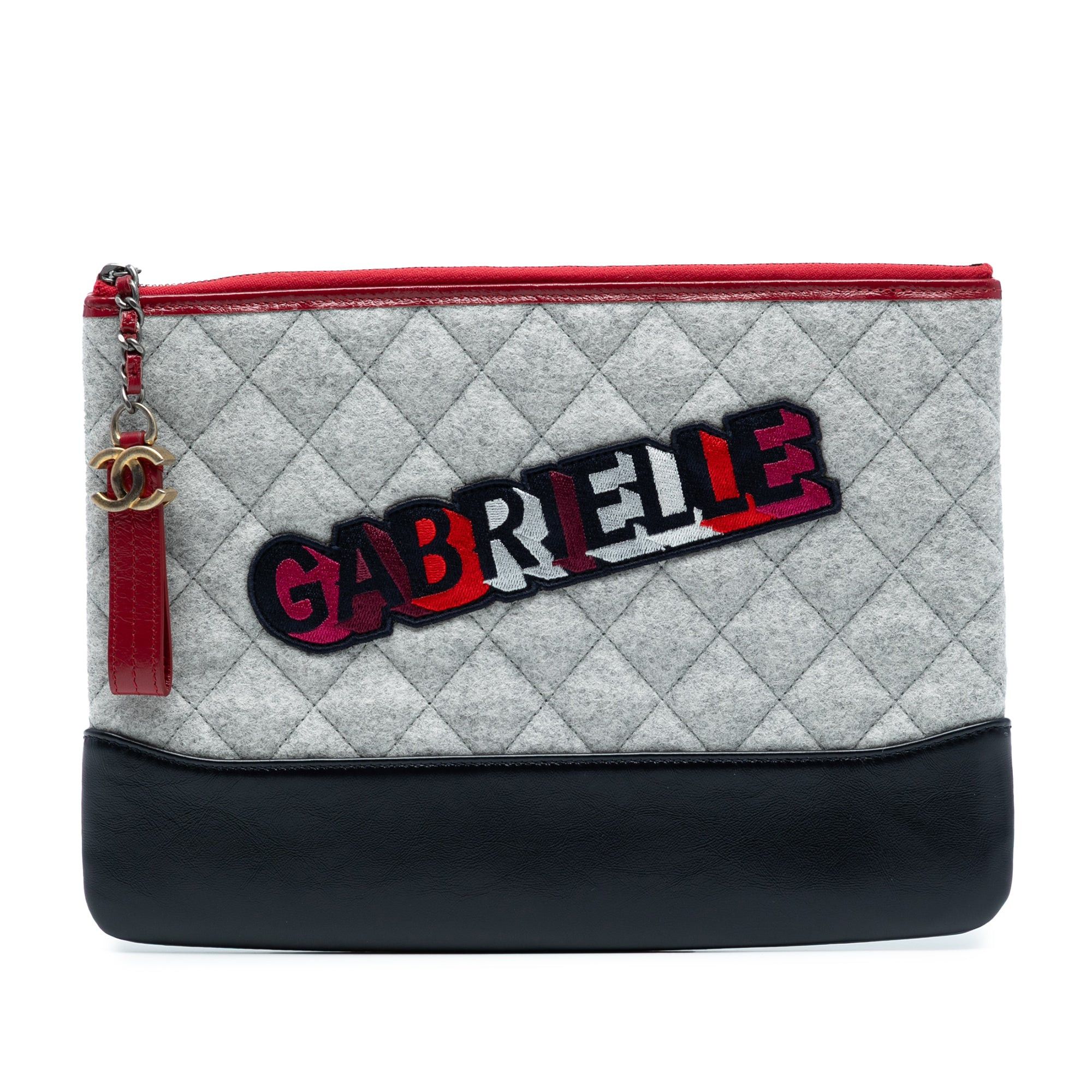 Chanel Medium Quilted Wool and Calfskin Gabrielle O Case Clutch Size ONE SIZE - 1 Thumbnail