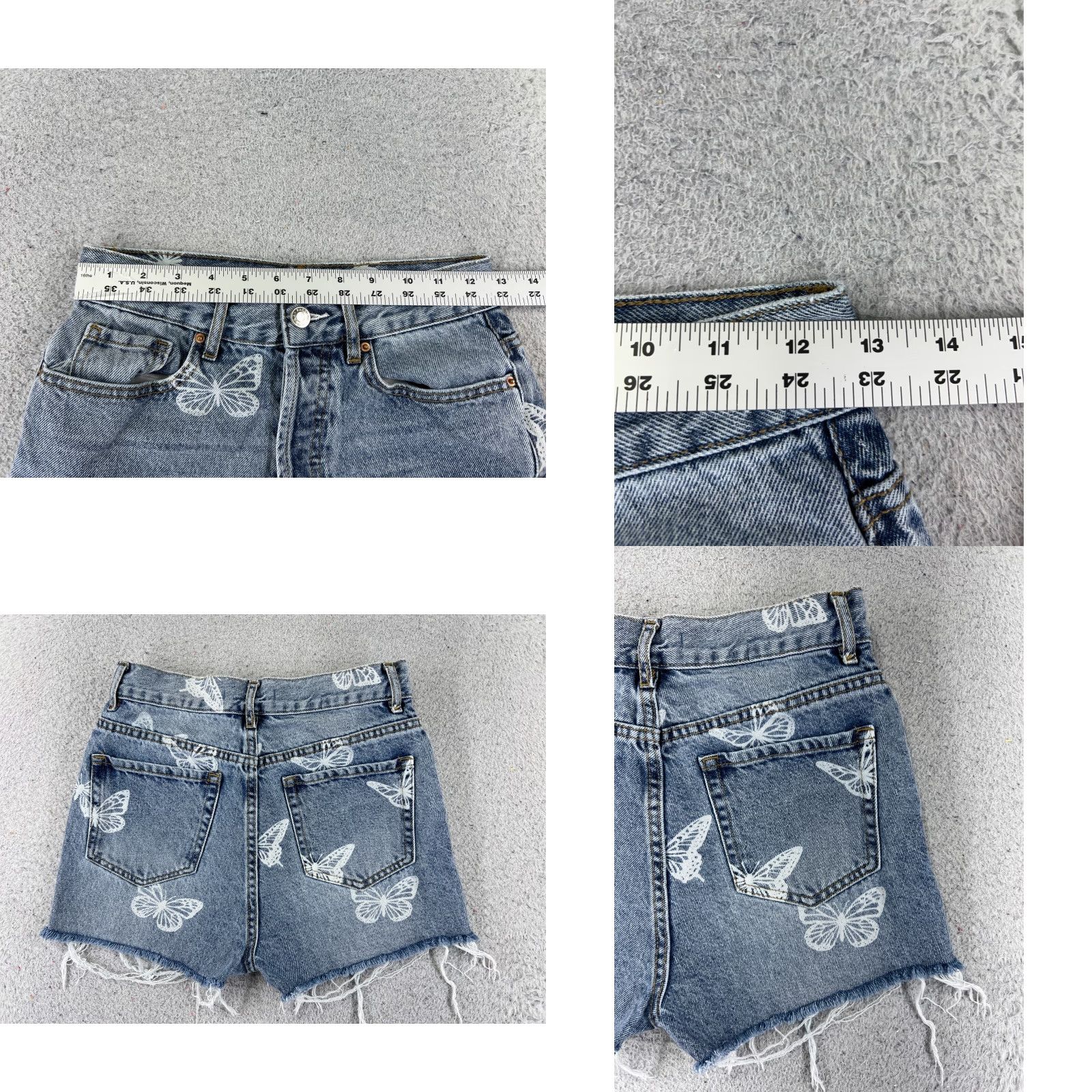 Pacsun Pacsun Shorts Womens 25 Blue Denim Jean Cutoff Butterfly Print Ultra High 24x3 Jeans Shorts Bis Size 42" / US 20 - 9 Thumbnail