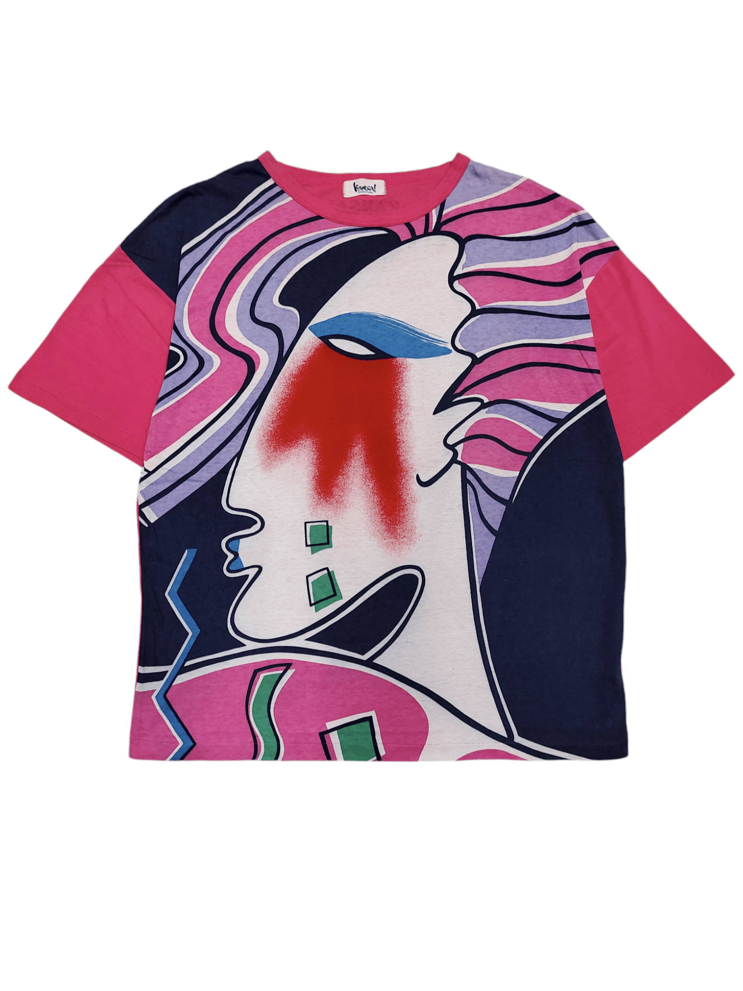 Kansai Yamamoto 90s Kansai- Archived Japanese Abstract Portrait Art Tshirt Size US M / EU 48-50 / 2 - 1 Thumbnail