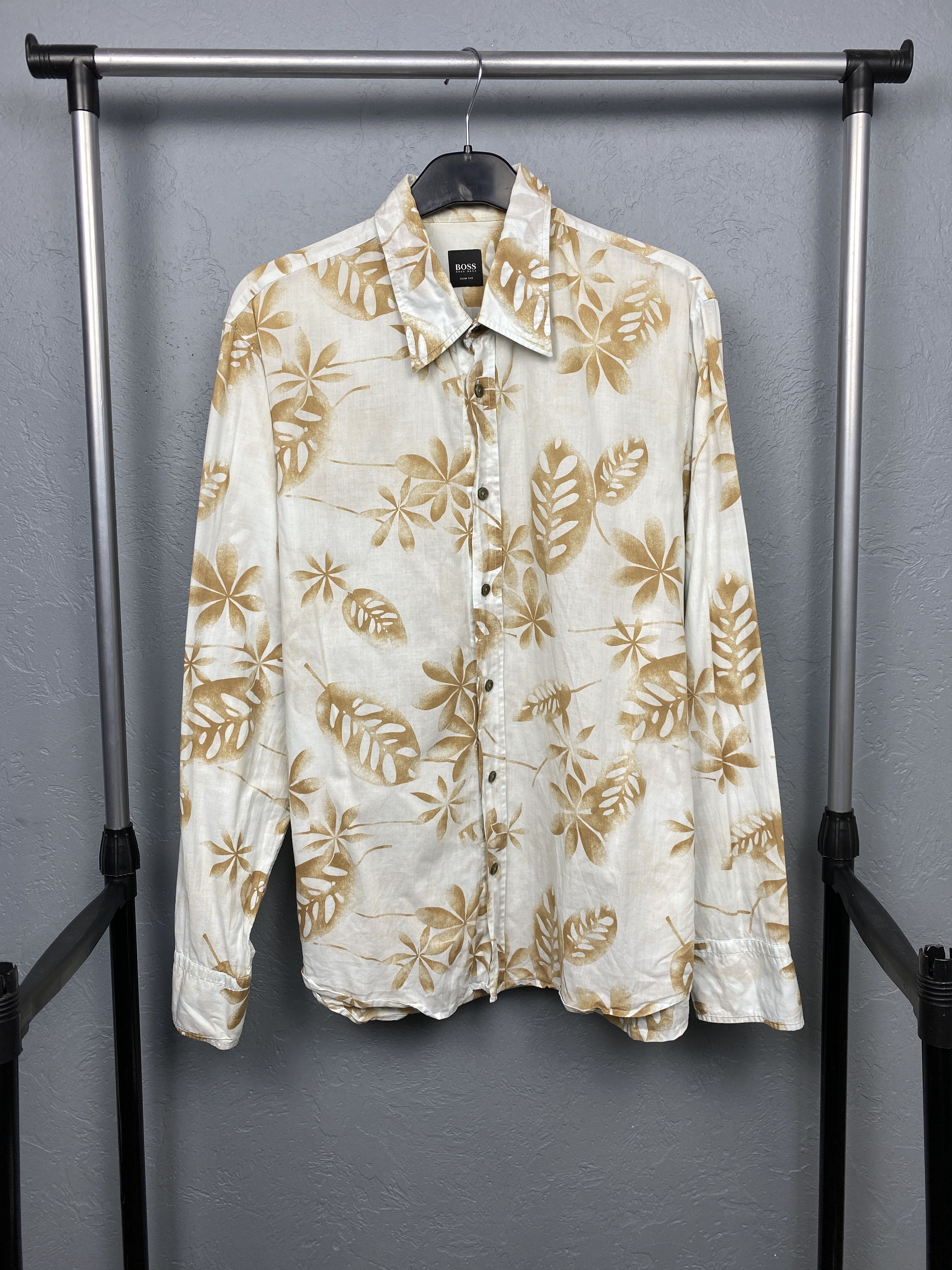 Hugo Boss × Vintage Hugo Boss Vintage Mens Floral Print Shirt Slim Fit Size US XL / EU 56 / 4 - 1 Thumbnail