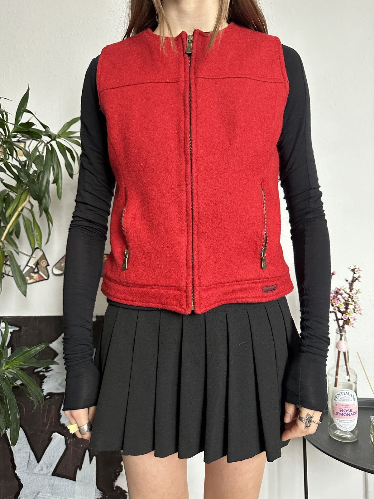 Calvin Klein × Vintage Calvin Klein Jeans Wool 90s WaistCoat Wool Red Jacket Vest Size S / US 4 / IT 40 - 4 Thumbnail