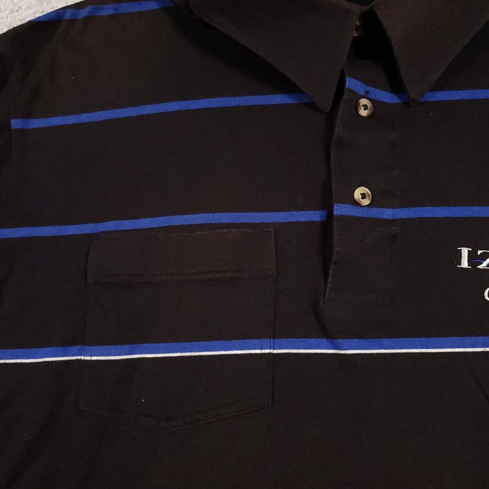 Izod VINTAGE Izod Club Polo Shirt Mens XL Black Blue Striped Pocket Golf Casual 90s Vintage Size US XL / EU 56 / 4 - 4 Thumbnail