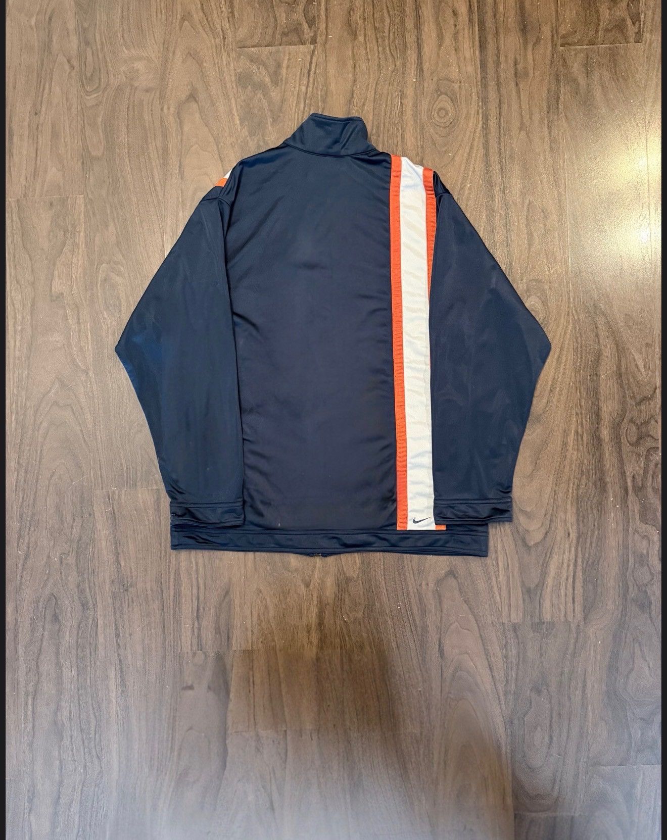 Nike Y2K Nike Navy Blue Lined Orange & White Hip Hop Track Jacket Size US L / EU 52-54 / 3 - 3 Thumbnail