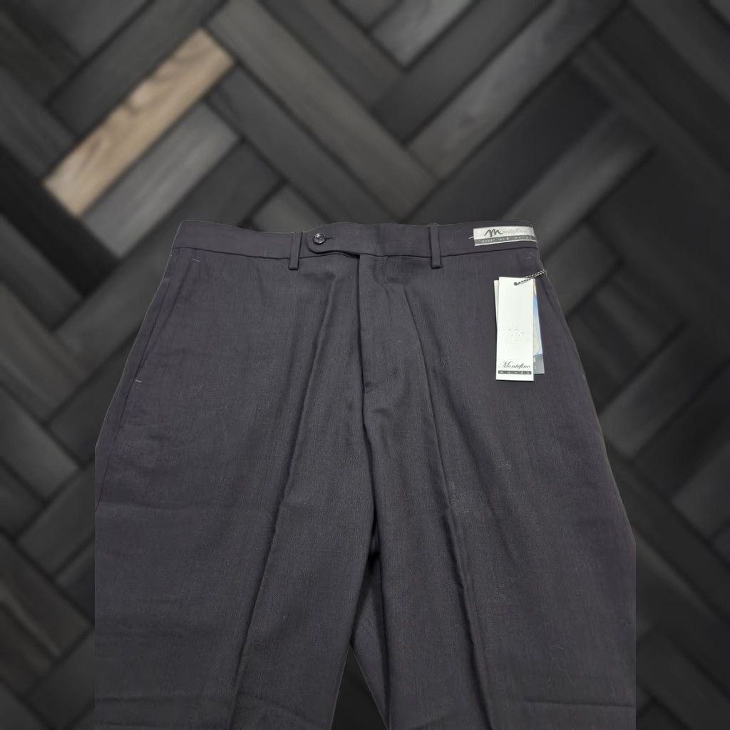 Vintage Montefino Mondo Wool Pants Mens 36 Black Super 120's Flat Front Unhemmed NWT Suit Pants 36W Regular Straight Size 36R - 1 Thumbnail