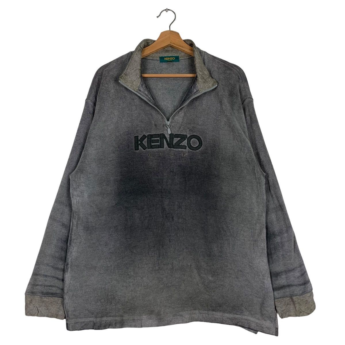 Kenzo Trashed KENZO Embroidery Big Logo Half Zip Sweater #0410-C19 Size US M / EU 48-50 / 2 - 10 Thumbnail