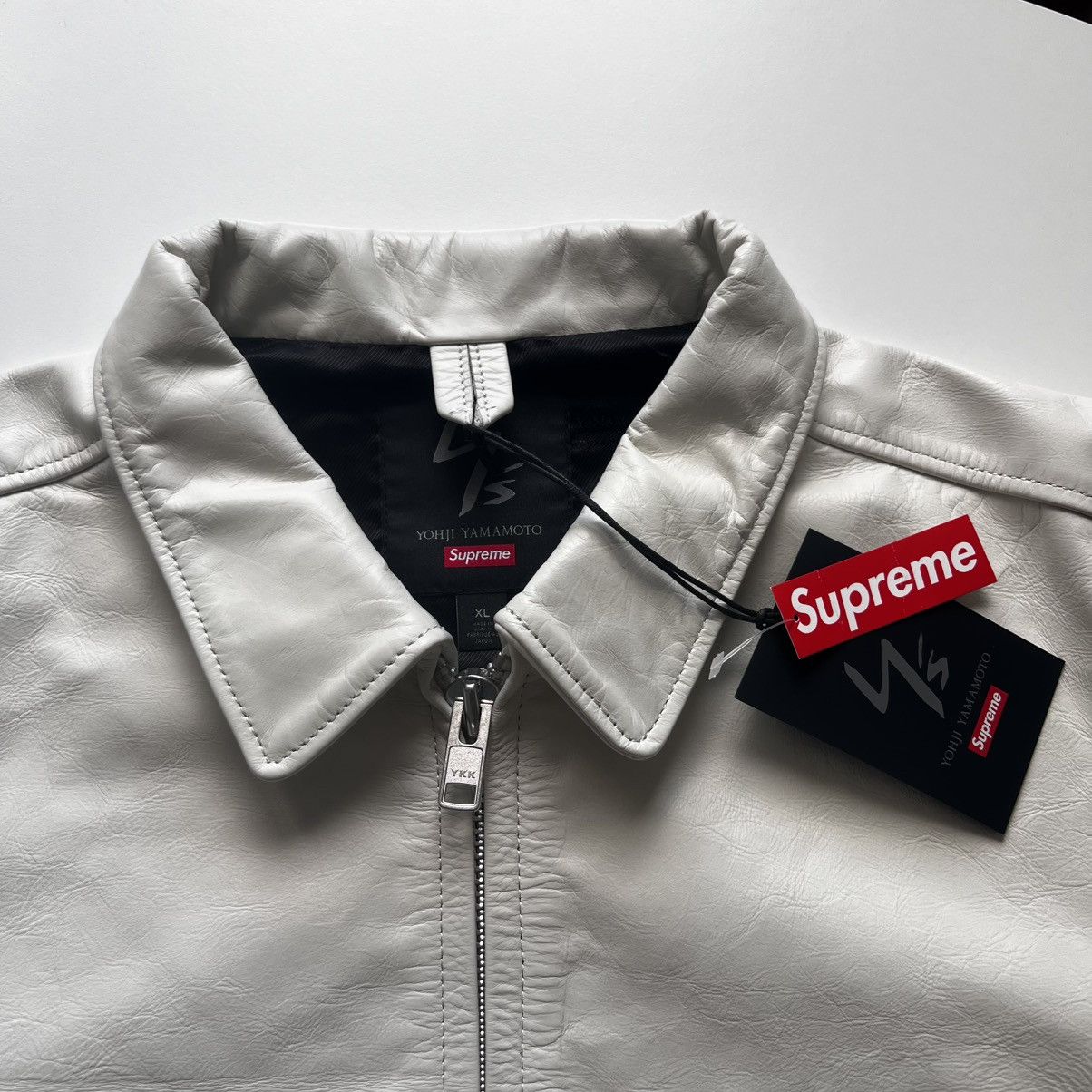 Supreme × Yohji Yamamoto Supreme Y’s by Yohji Yamamoto Leather Jacket White XL Bladee Size US XL / EU 56 / 4 - 6 Thumbnail