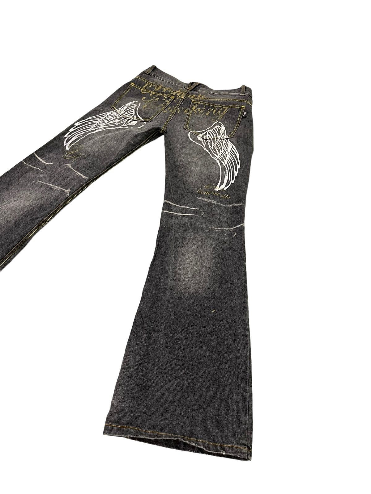 Japanese Brand Flare Jeans Yellow Ranking Distress Faded Boot Cut 7🟦4 Size US 31 - 11 Thumbnail