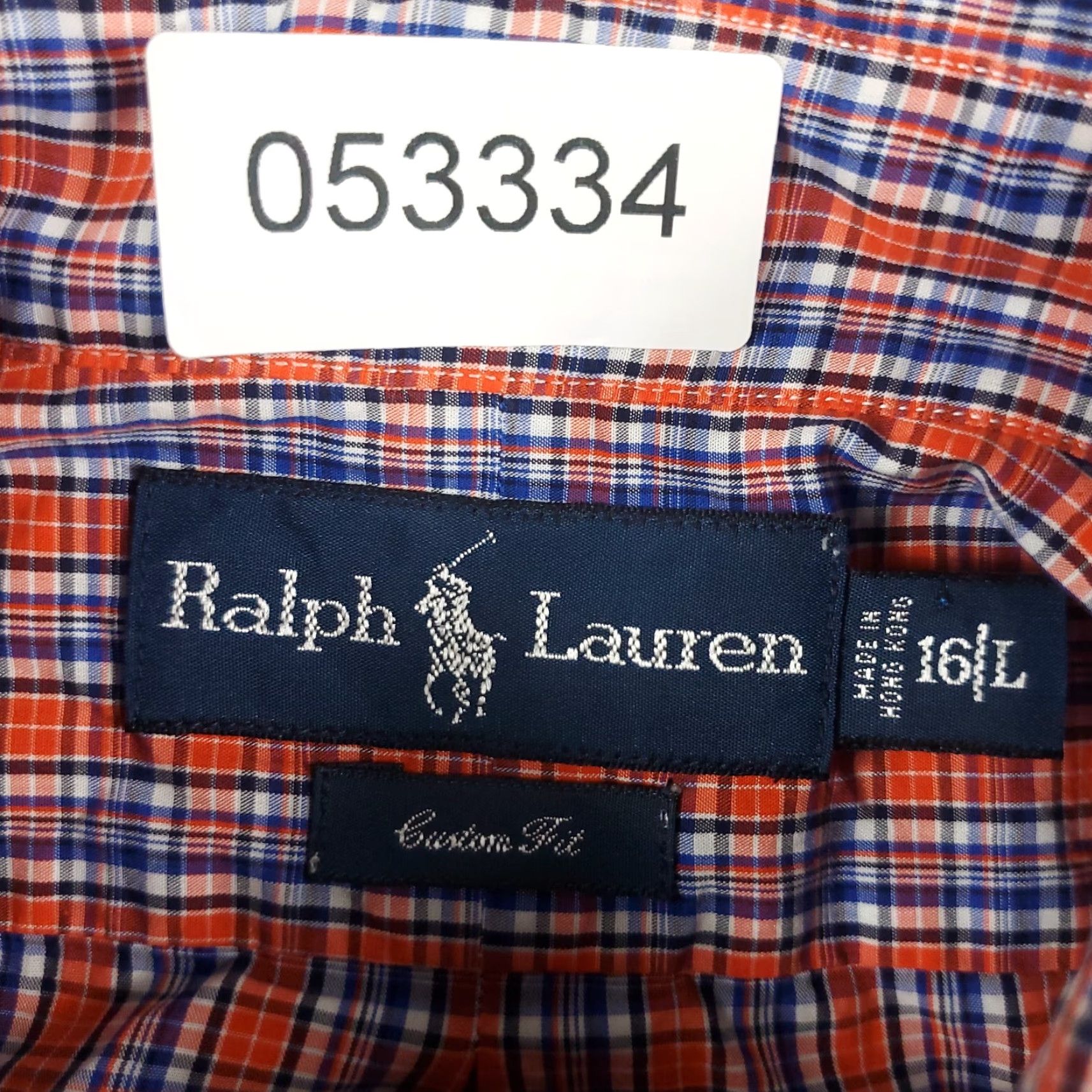 Ralph Lauren Ralph Lauren Men's Large Orange Blue Plaid Casual Button-Up Long Sleeve Shirt Size US L / EU 52-54 / 3 - 6 Thumbnail