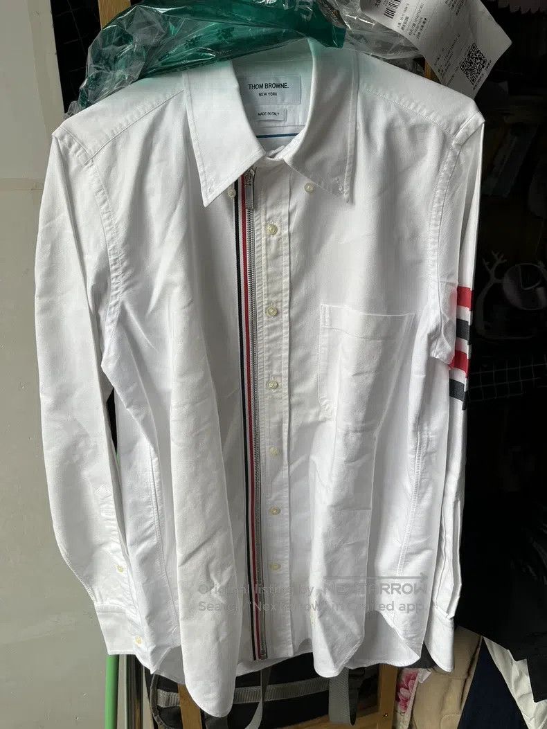Thom Browne Thom Browne Oxford Cloth Zip-Up Red and Blue Striped Shirt Size US S / EU 44-46 / 1 - 1 Thumbnail