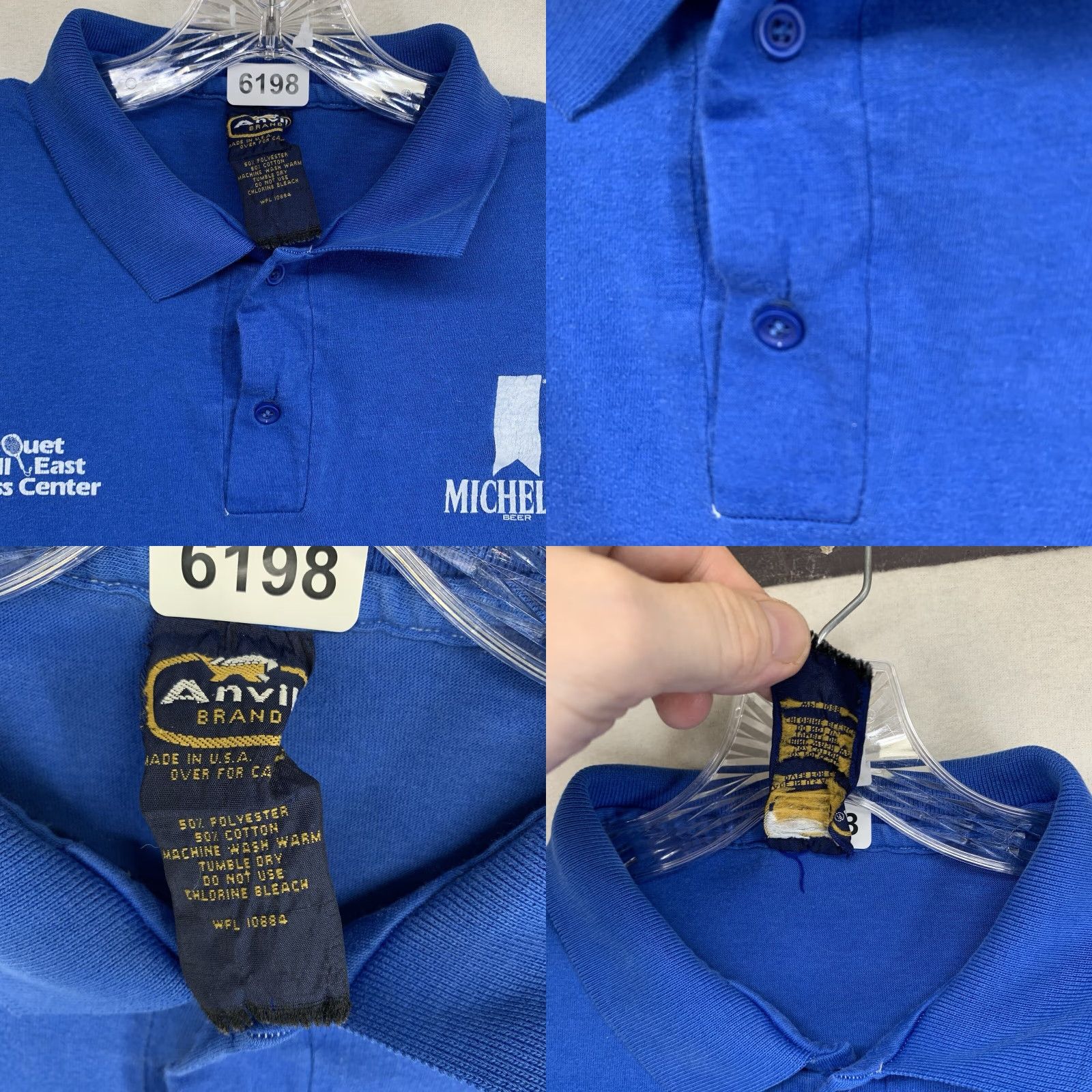 Anvil VINTAGE Anvil Graphic Print Shirt Medium Blue 80s Michelob Beer Racquetball Mens Size US M / EU 48-50 / 2 - 8 Thumbnail