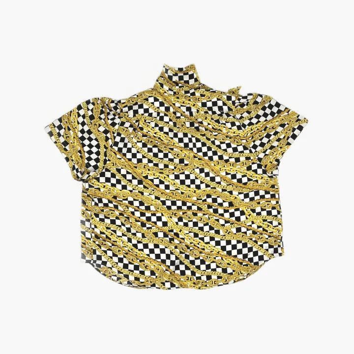Balenciaga Balenciaga Chain Print Satin Short Sleeve Shirt 0079-2507 Size S / US 4 / IT 40 - 2 Thumbnail