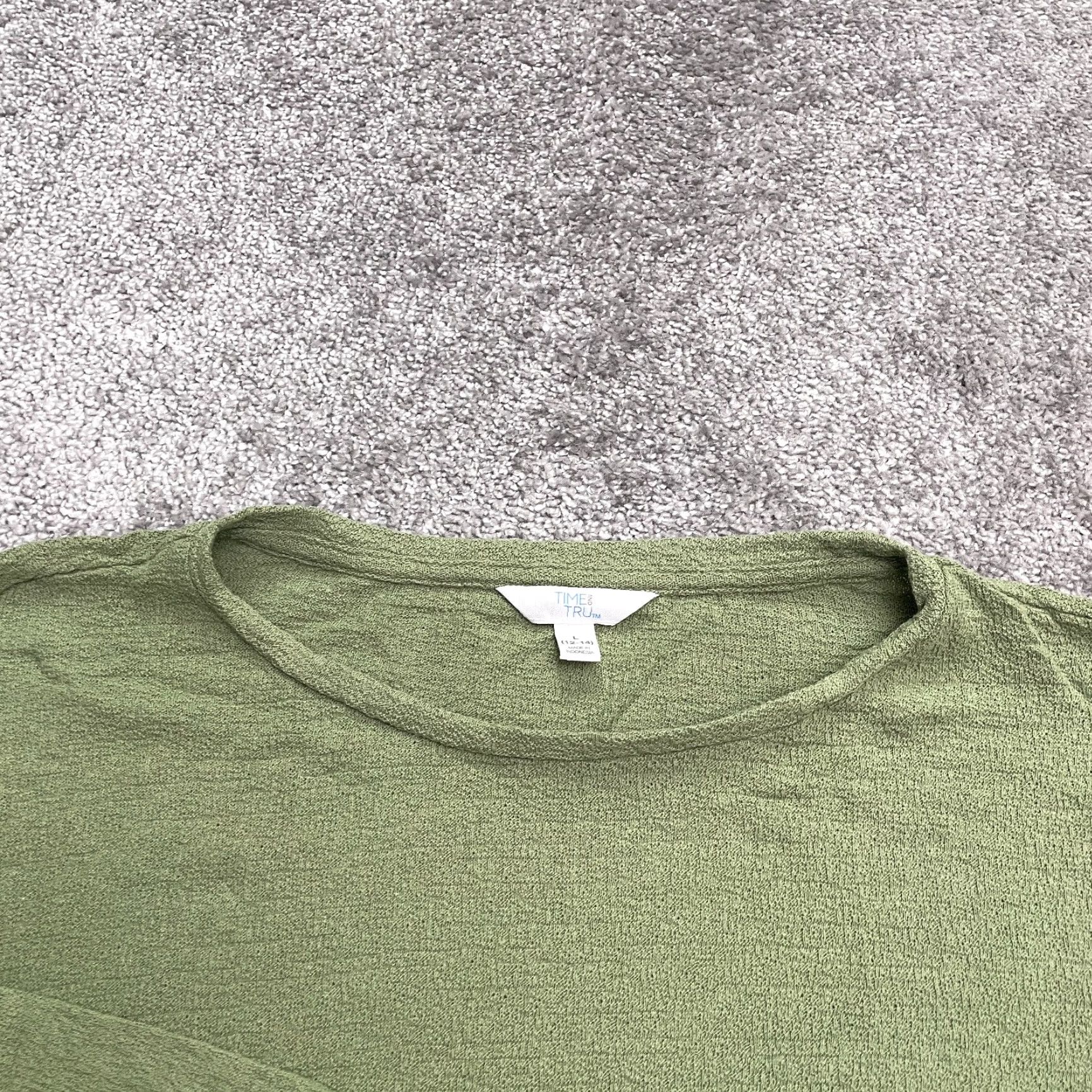 Vintage Time And Tru Blouse Shirt Womens Large Green Knit Crew Neck Long Sleeve Smocked Hem Casual Stretch Autumn Spring Summer Regular Mens? Size L / US 10 / IT 46 - 3 Thumbnail