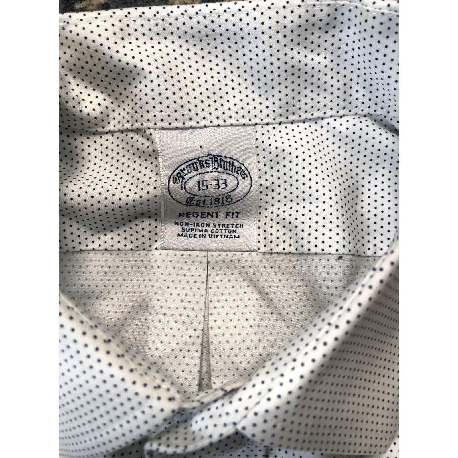 Brooks Brothers Brooks Brothers Dress Shirt Mens 15 32/33 Polka Dot Non-Iron Stretch Regent Size 40R - 5 Thumbnail