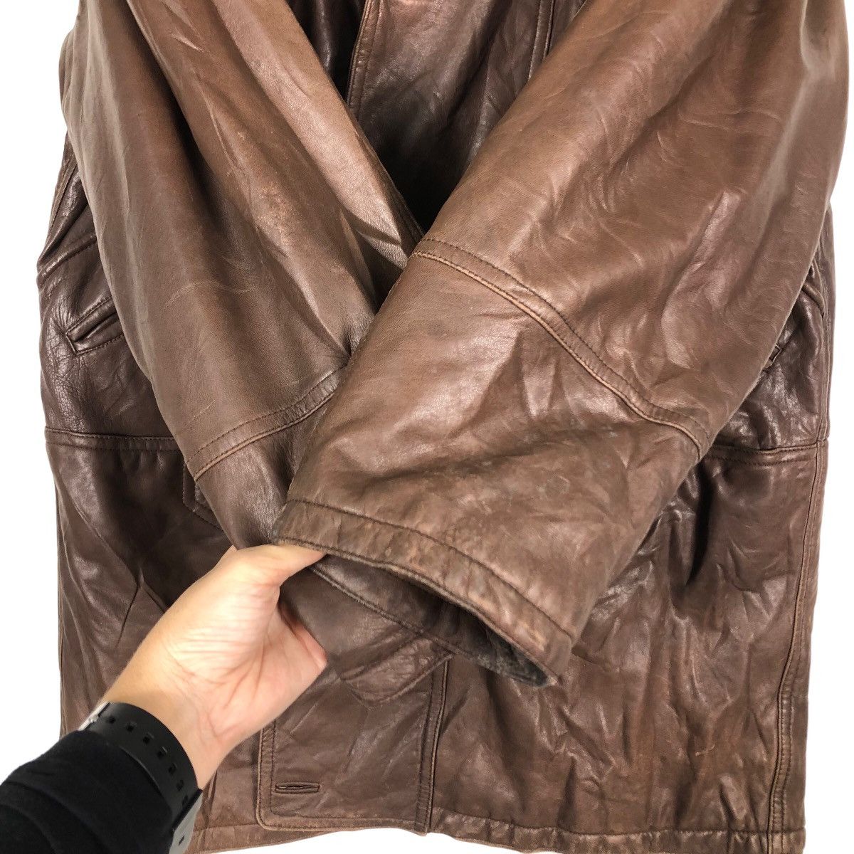 Japanese Brand 🔥Vtg Biker Leather Jacket Moare Japan Issey Miyake Size US M / EU 48-50 / 2 - 14 Thumbnail