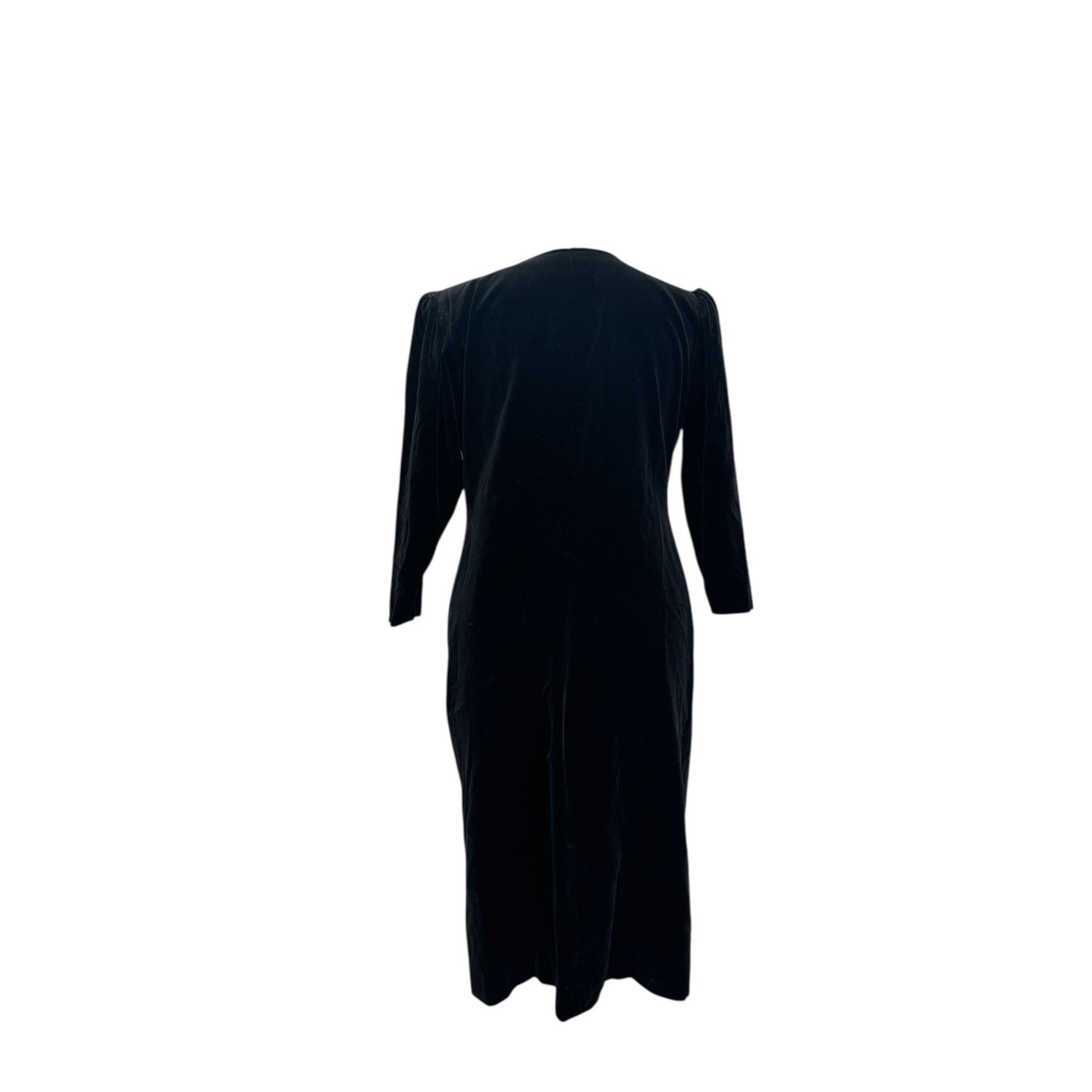 Yves Saint Laurent Black Velvet Corduroy Dress Size M / US 6-8 / IT 42-44 - 5 Thumbnail
