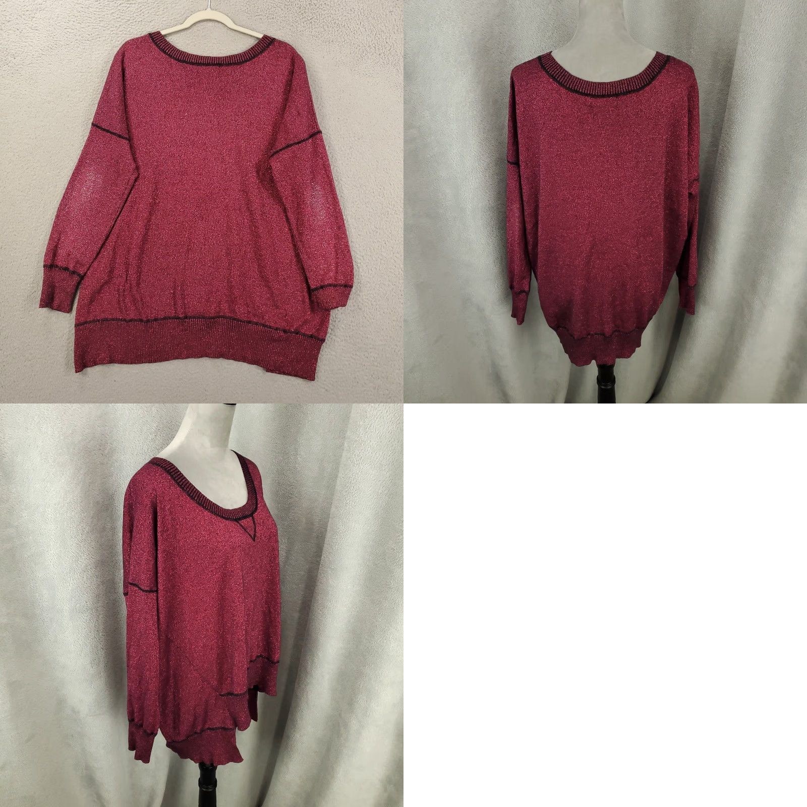 Vintage Womens Chico's Sweater Pullover Knit Shimmer Red 1X Plus Size Boat Neck Long Sleeve Casual Vintage No Size XL / US 12-14 / IT 48-50 - 8 Thumbnail