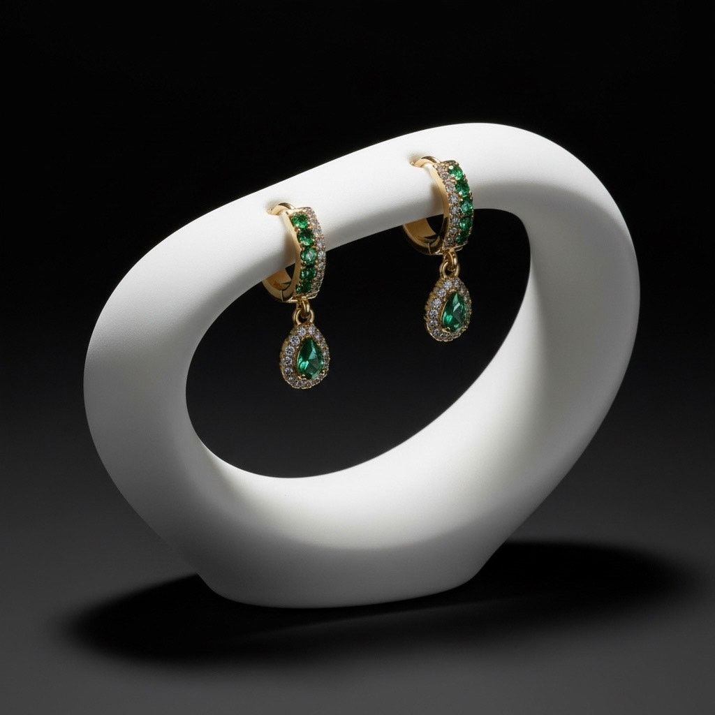 Givenchy Givenchy Green Crystal Drop Earrings Gold Tone Pave Teardrop Size ONE SIZE - 1 Thumbnail