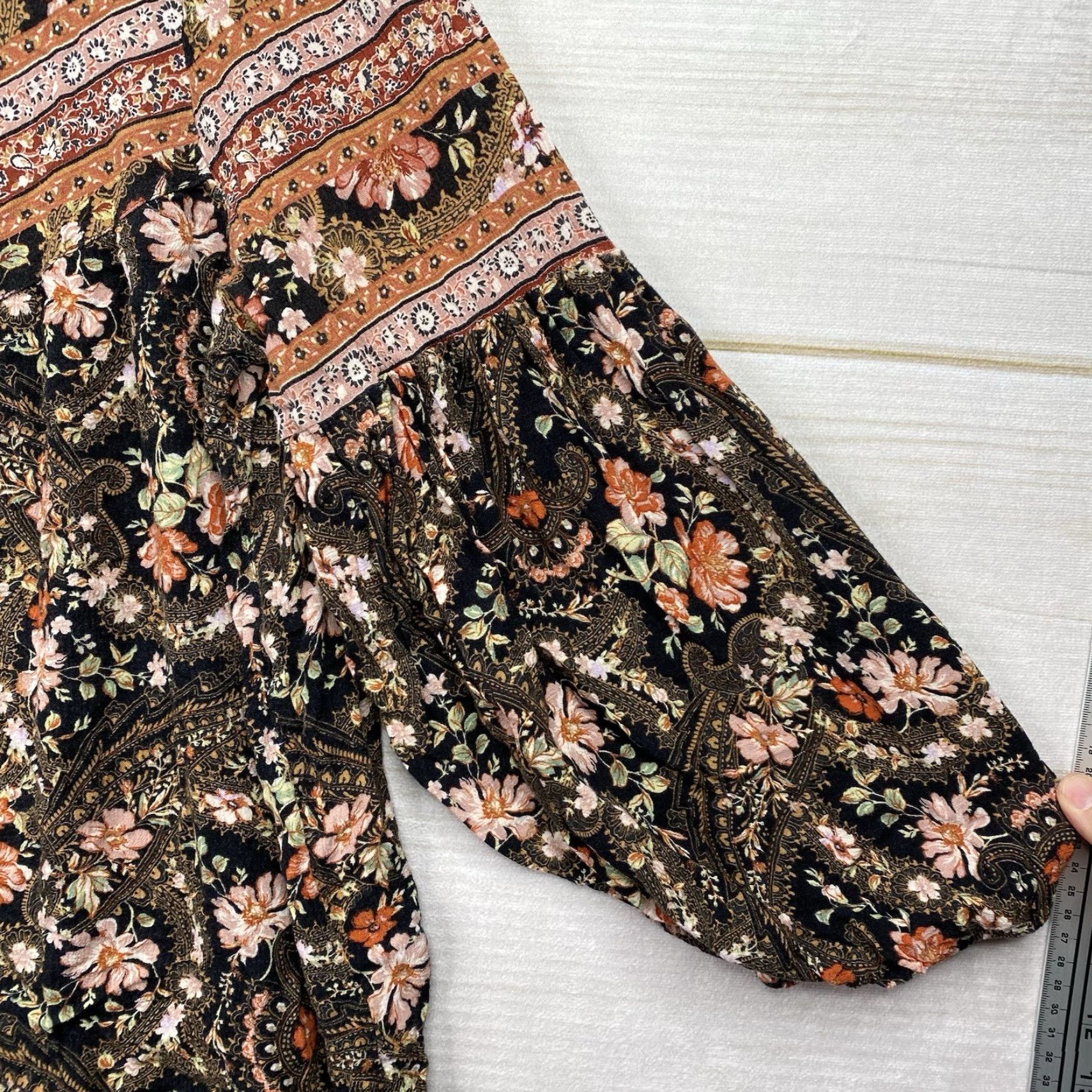 Vintage VINTAGE American Eagle Blouse XL Tassels Floral Lace Up Boho Bohemian Shirt Womens Size XL / US 12-14 / IT 48-50 - 2 Thumbnail