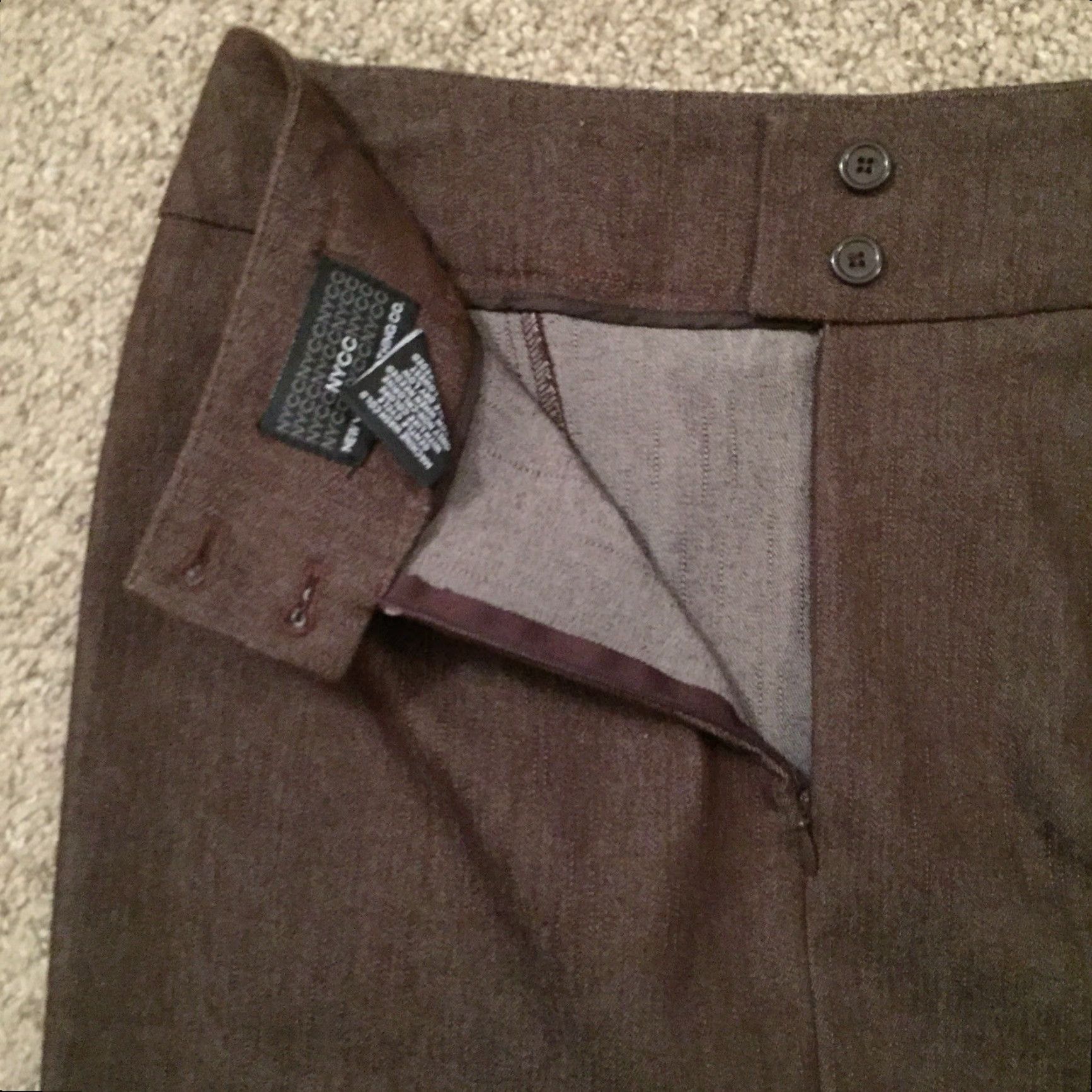 Vintage Nycc Skirt Women Knee Length Brown Cotton Blend Slit Pencil Size 6 Unlined Vintage No Regular Grade? Size 28" / US 6 / IT 42 - 7 Thumbnail