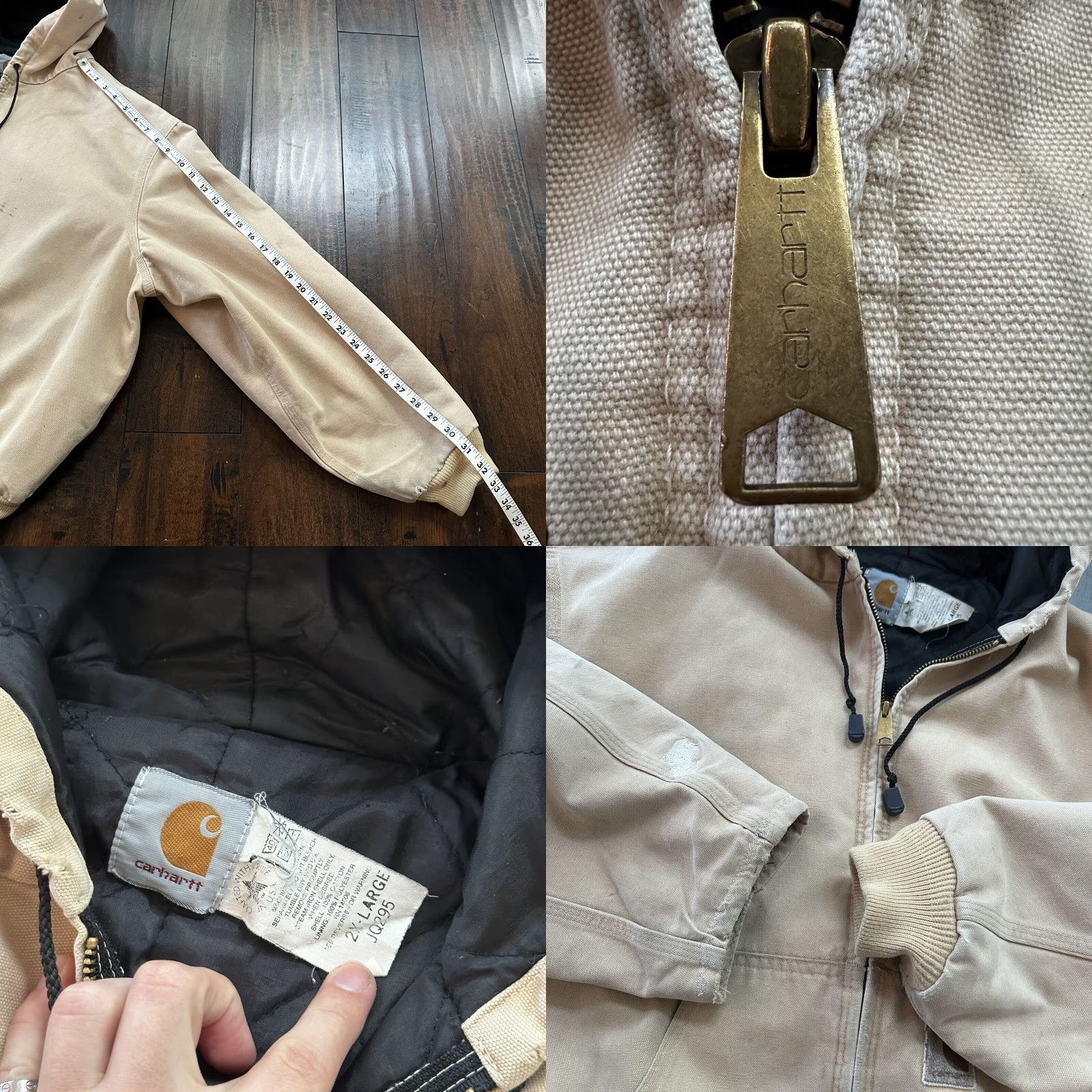 Carhartt VTG Carhartt Hooded Quilted Lined Tan Duck Canvas Jacket JQ295 2XL Men Size US XXL / EU 58 / 5 - 8 Thumbnail