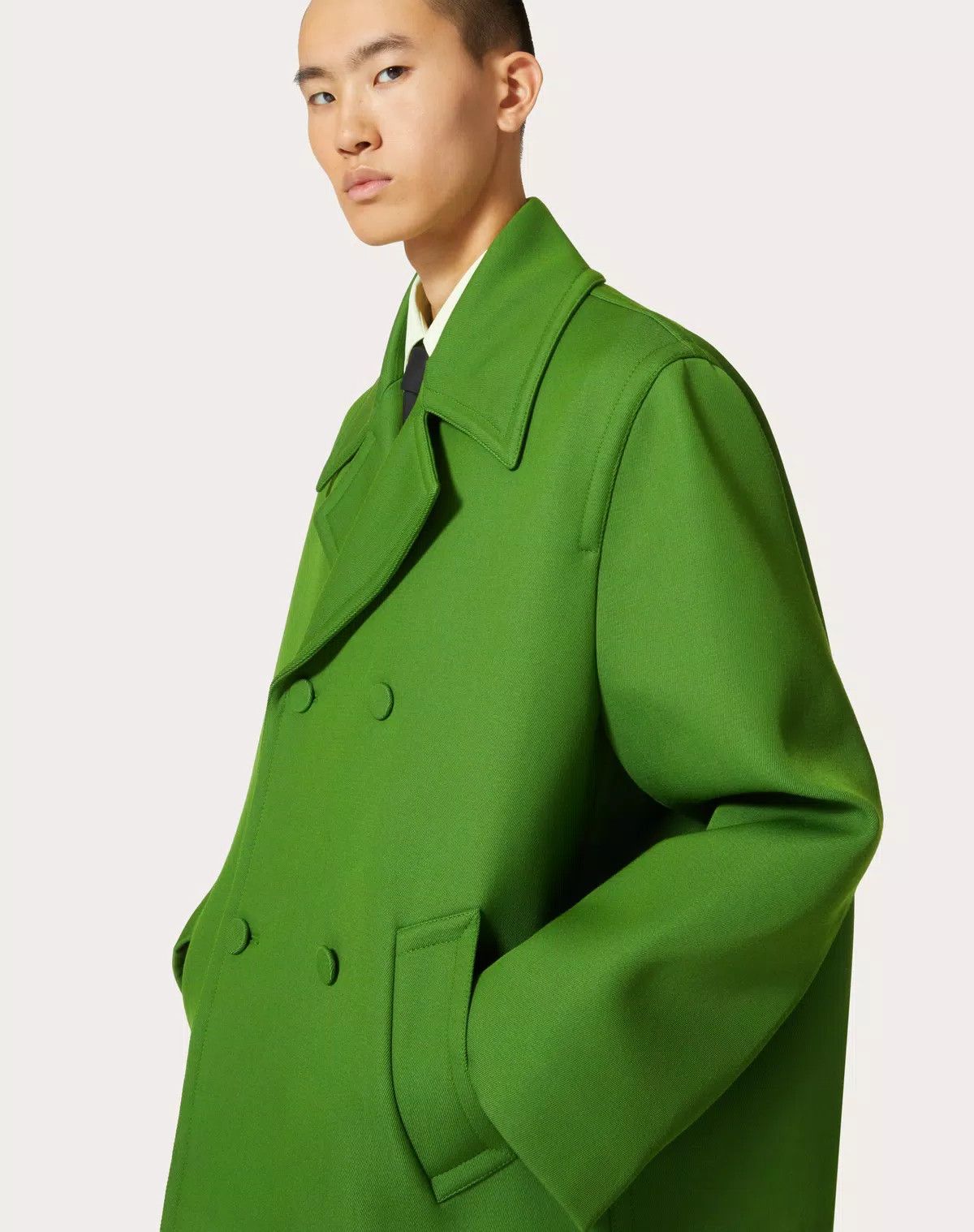 Valentino oc11z0725 Technical Wool Peacoat in Light Green Size US XL / EU 56 / 4 - 4 Thumbnail