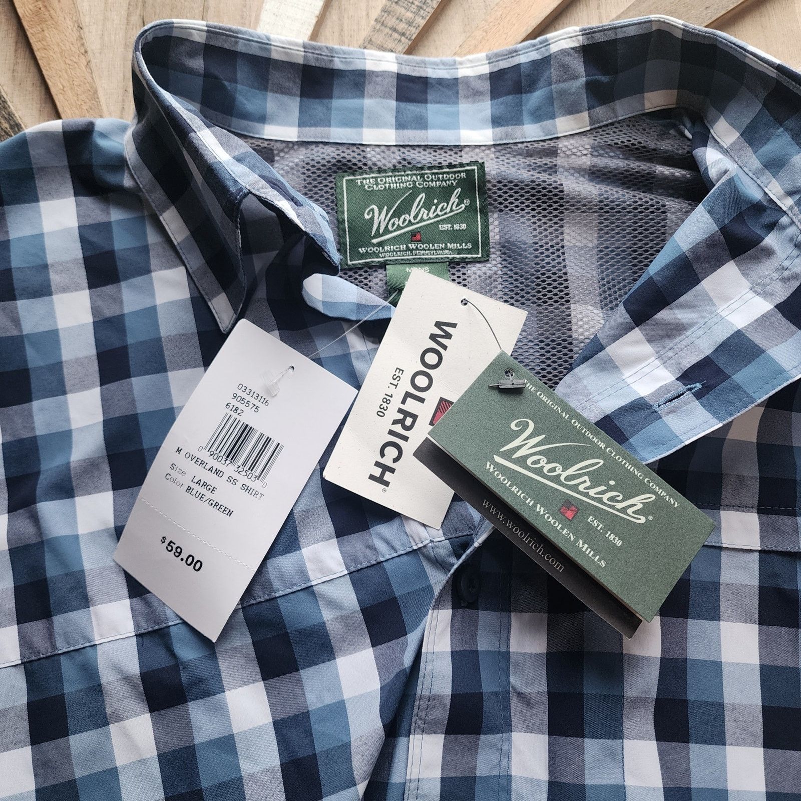 Woolrich Woolen Mills Woolrich Men's Overland Large Blue Green Buffalo Plaid Shirt Size US L / EU 52-54 / 3 - 3 Thumbnail