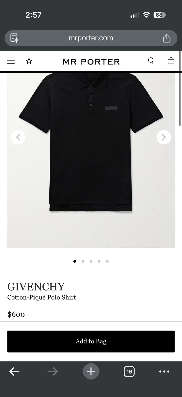 Givenchy Givenchy Cotton Pique Polo Size US L / EU 52-54 / 3 - 6 Thumbnail