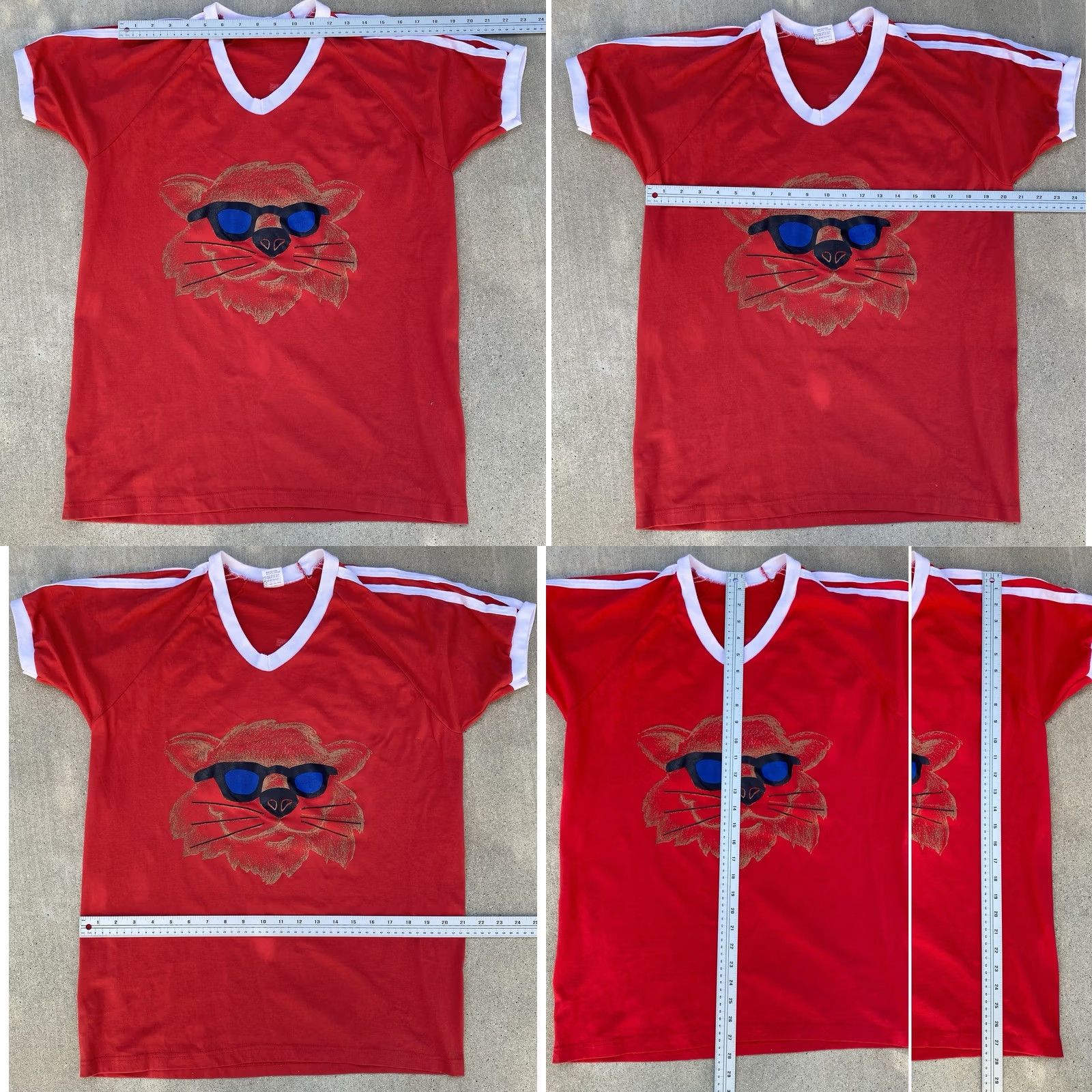 Augusta Sportswear VINTAGE Augusta Sportswear Cat Sunglasses Ringer Tee Red V Neck Stripe Graphic Shirt USA XL Men T-Shirt XS? Size US XL / EU 56 / 4 - 11 Thumbnail
